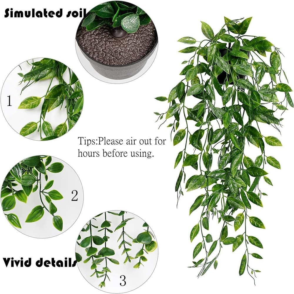 Fake Plants Artificial Indoor Faux Hanging Plants Greenery Eucalyptus Décor / Green / Set of 3