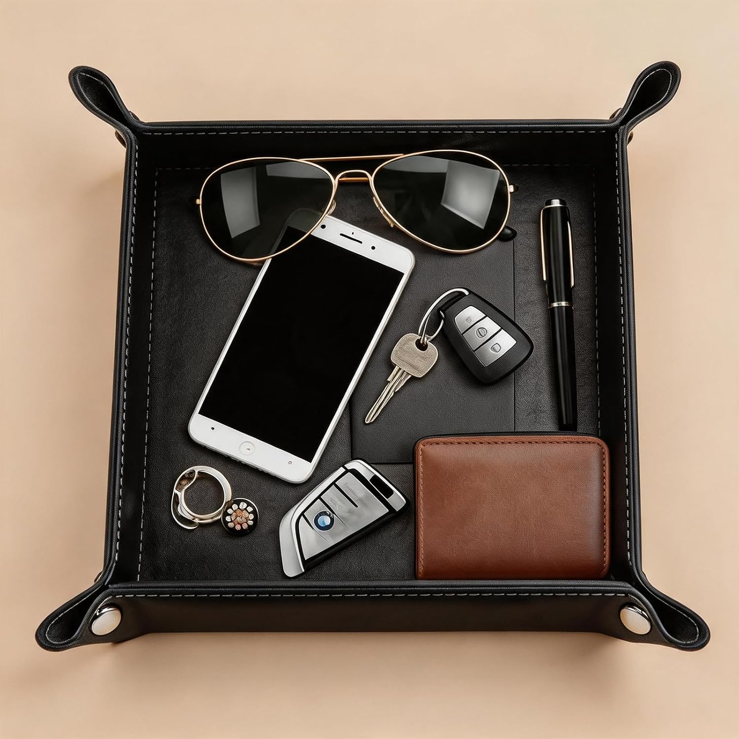 Valet Tray Desktop Storage Organizer / Black