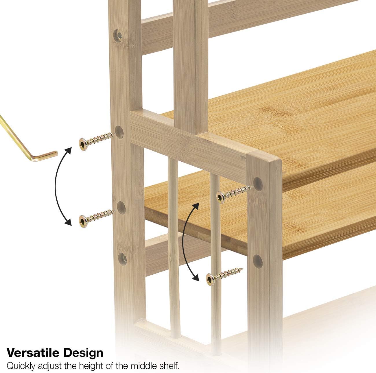 Sorbus Kitchen Countertop Organizer, 3-Tier Bamboo Storage Shelf Rack | Wooden counter display for spices, soap, skin
