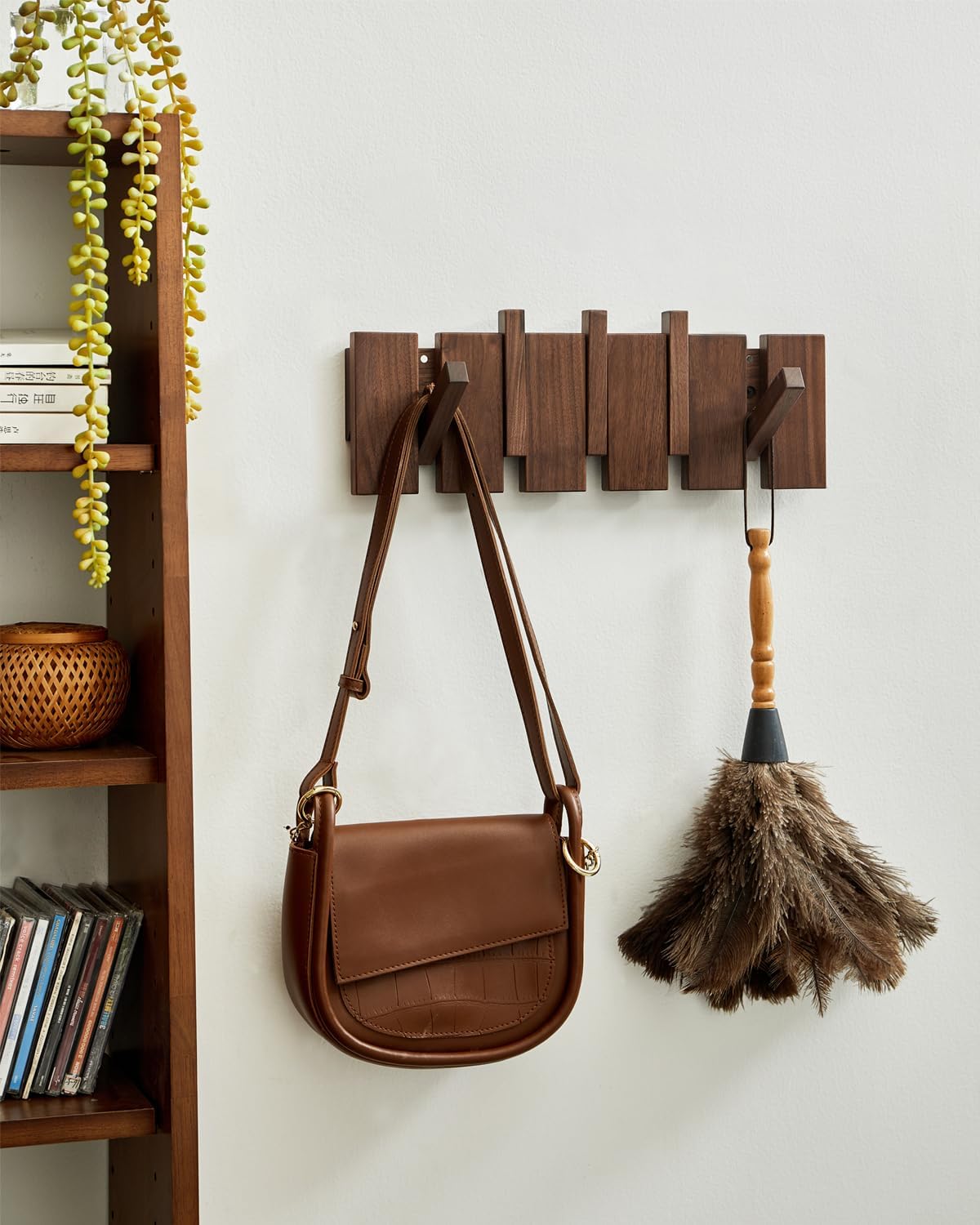 Wood Coat Rack Wall Mount / 5 Hooks