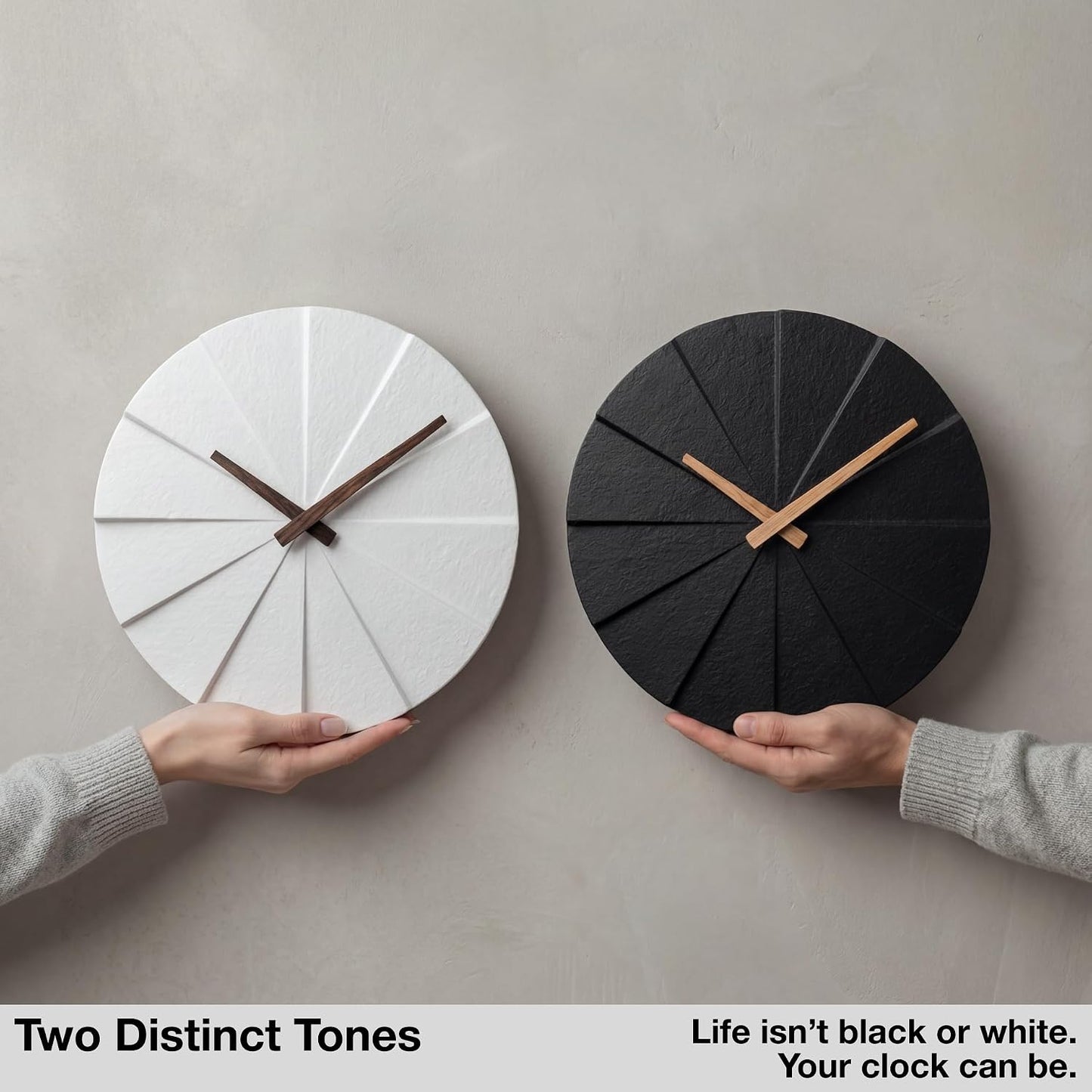 Driini Staircase Modern Wall Clock - Unique Frameless Concrete Design - Contemporary, Minimalist Decor; No Numbers