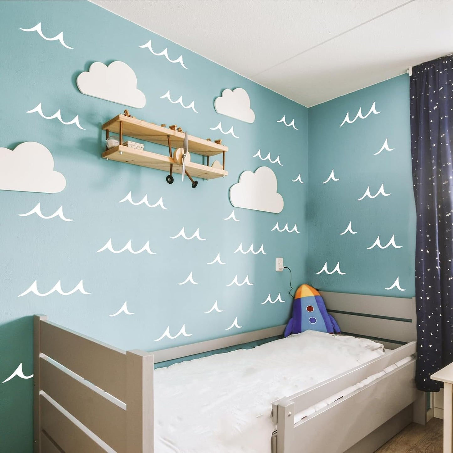 Soft Sea Ripple Stickers / Ocean Wave Wall Decals / Blue