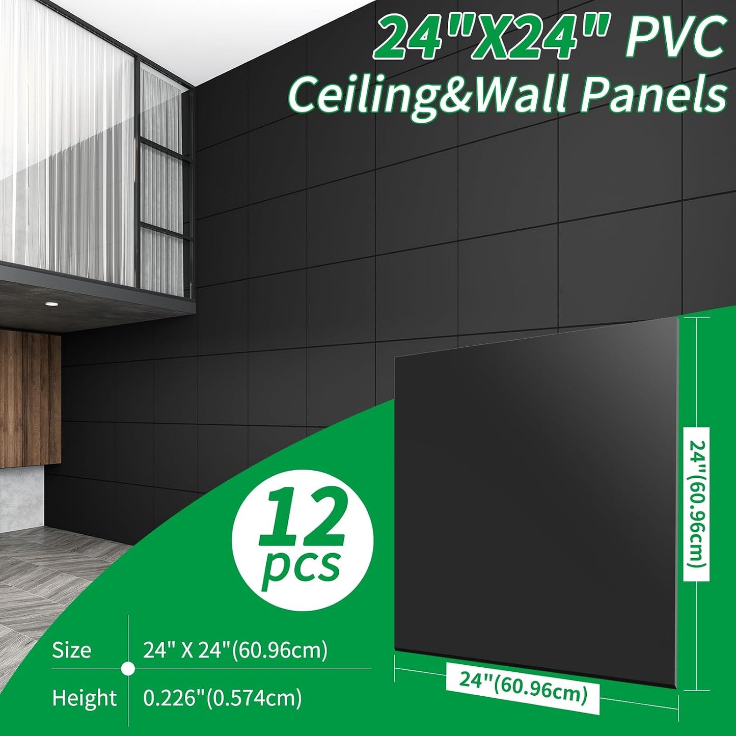 x PVC Tiles / Black / 24 x 24 / Set of 12