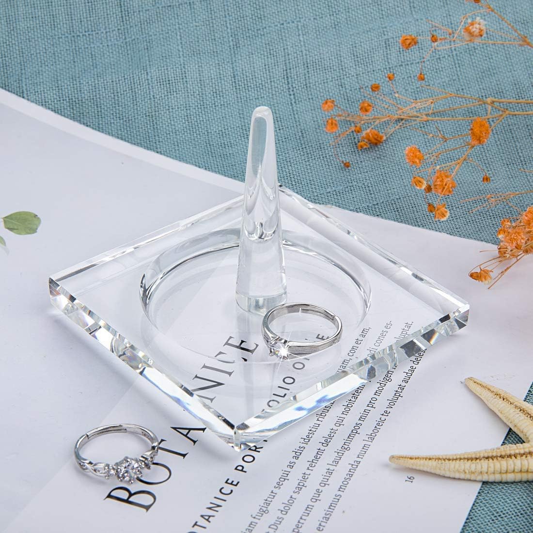 H&D Square Crystal Glass Ring Holder for Jewelry / Clear_square1