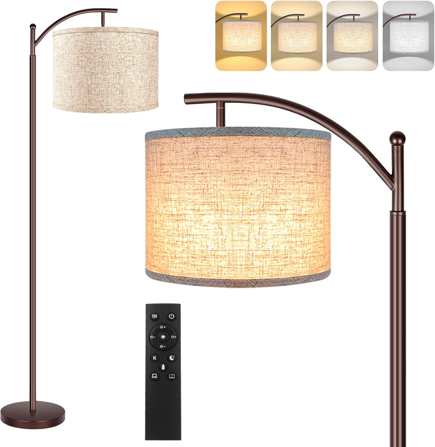 Floor Lamp for Living Room, 4 Color Temperature LED Floor Lamp with Remote Control & Foot Switch, LED Bulb Included