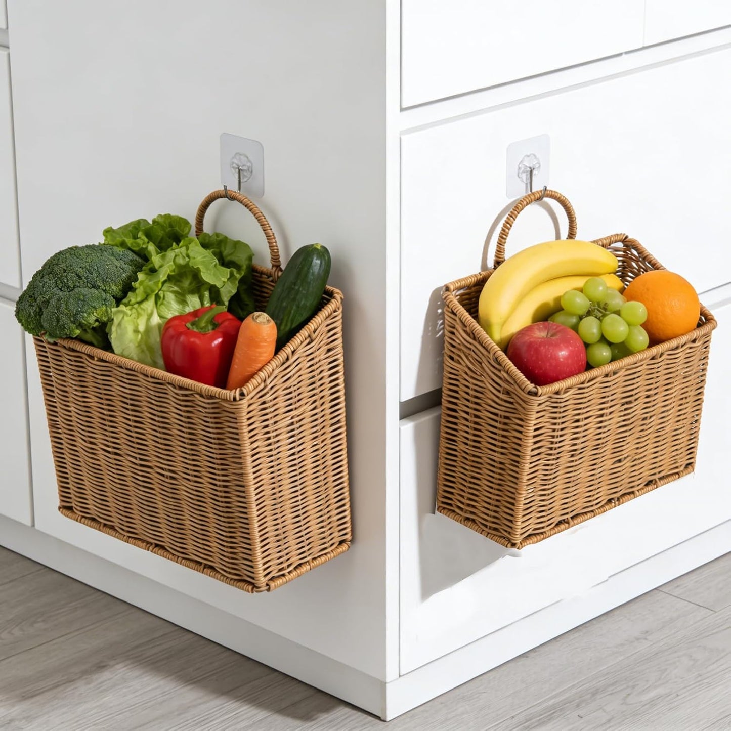 Handmade Rattan Hanging Wall Baskets / L+M / Set of 2