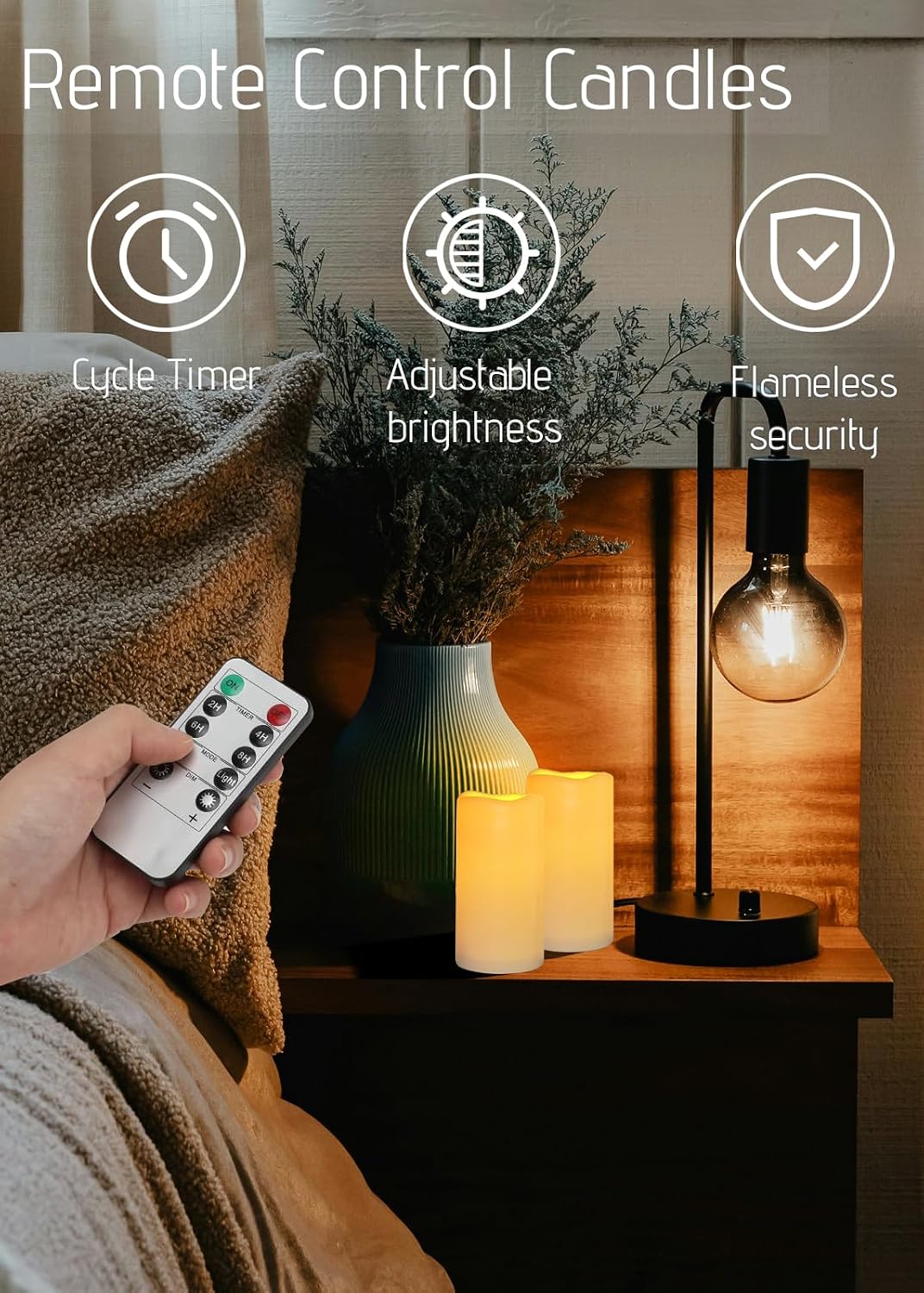 Waterproof Flameless Remote Control Candles 12PACK（D3''*H5.5''） Battery Operated Flickering LED Pillar Candle，plastic