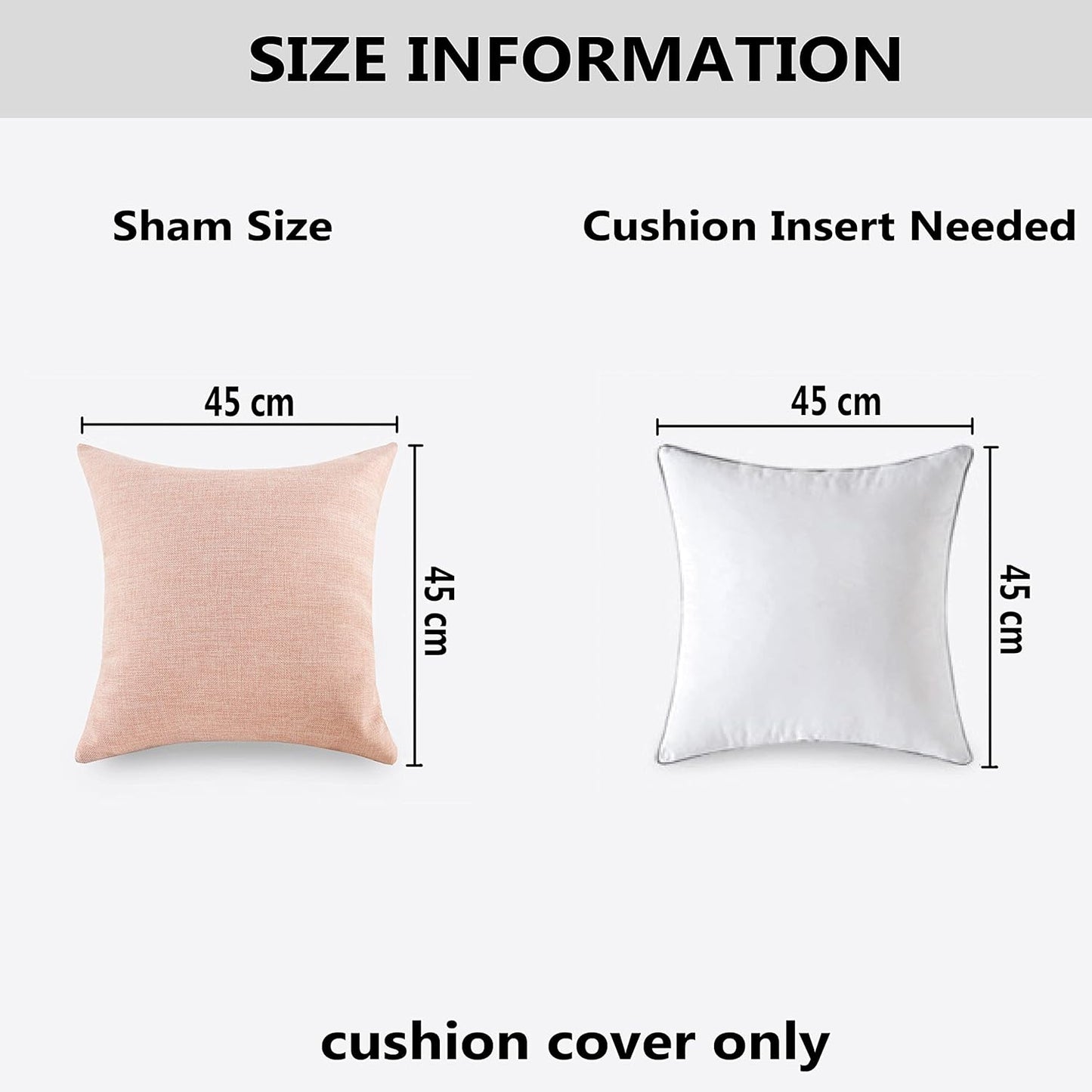 Lined Linen Cushion Covers Decorative Throw Pillow Covers / 18 x 18 / Light Blue / Set of 2