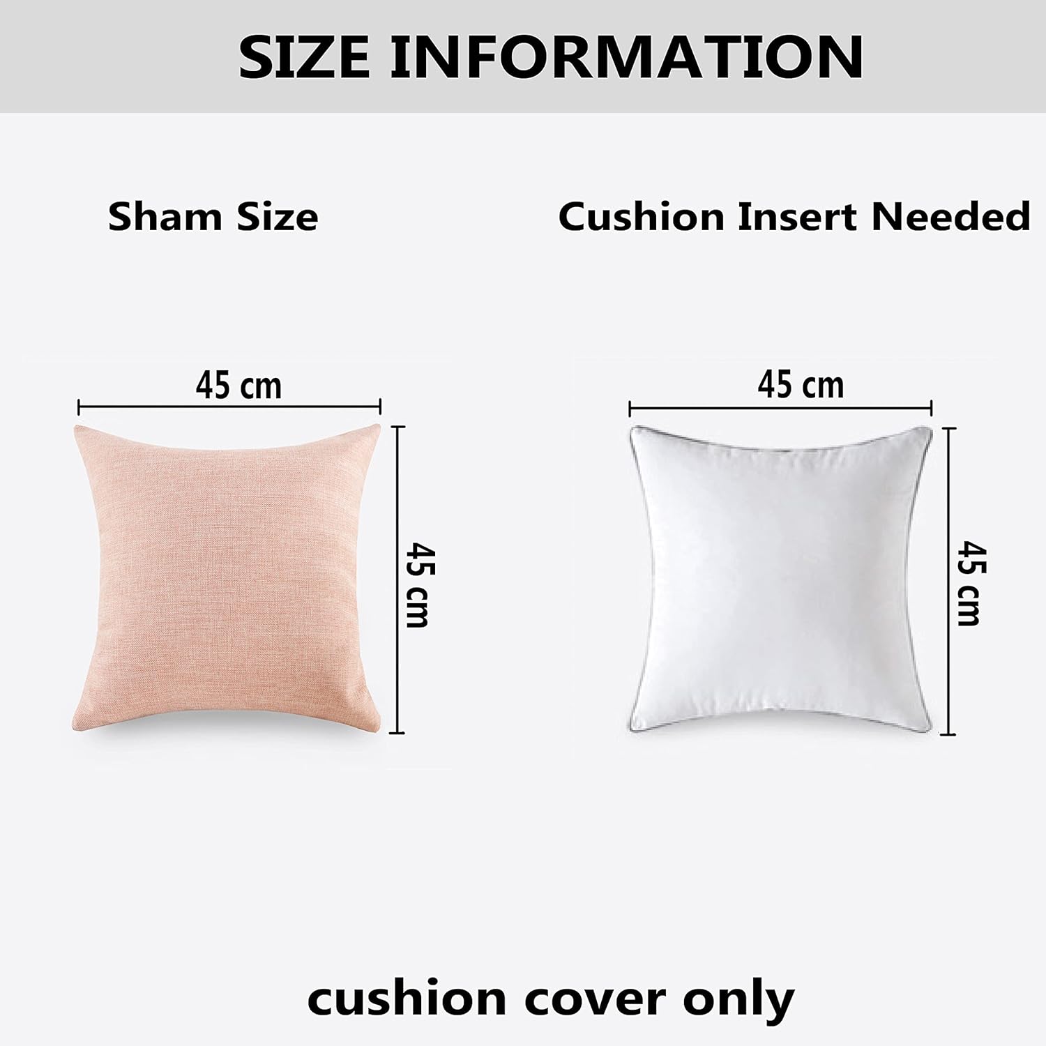 Lined Linen Cushion Covers Decorative Throw Pillow Covers / 18 x 18 / Light Blue / Set of 2