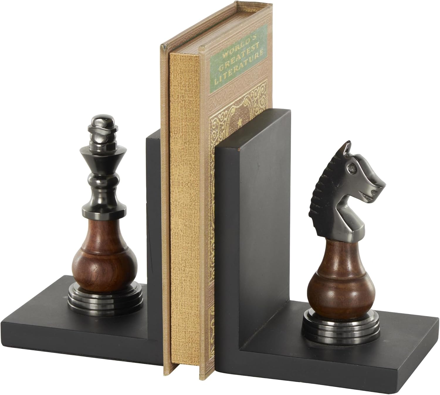 Aluminum Metal Chess Decorative Bookends Non Skid Bookends / 4"w, 6"H / Set of 2
