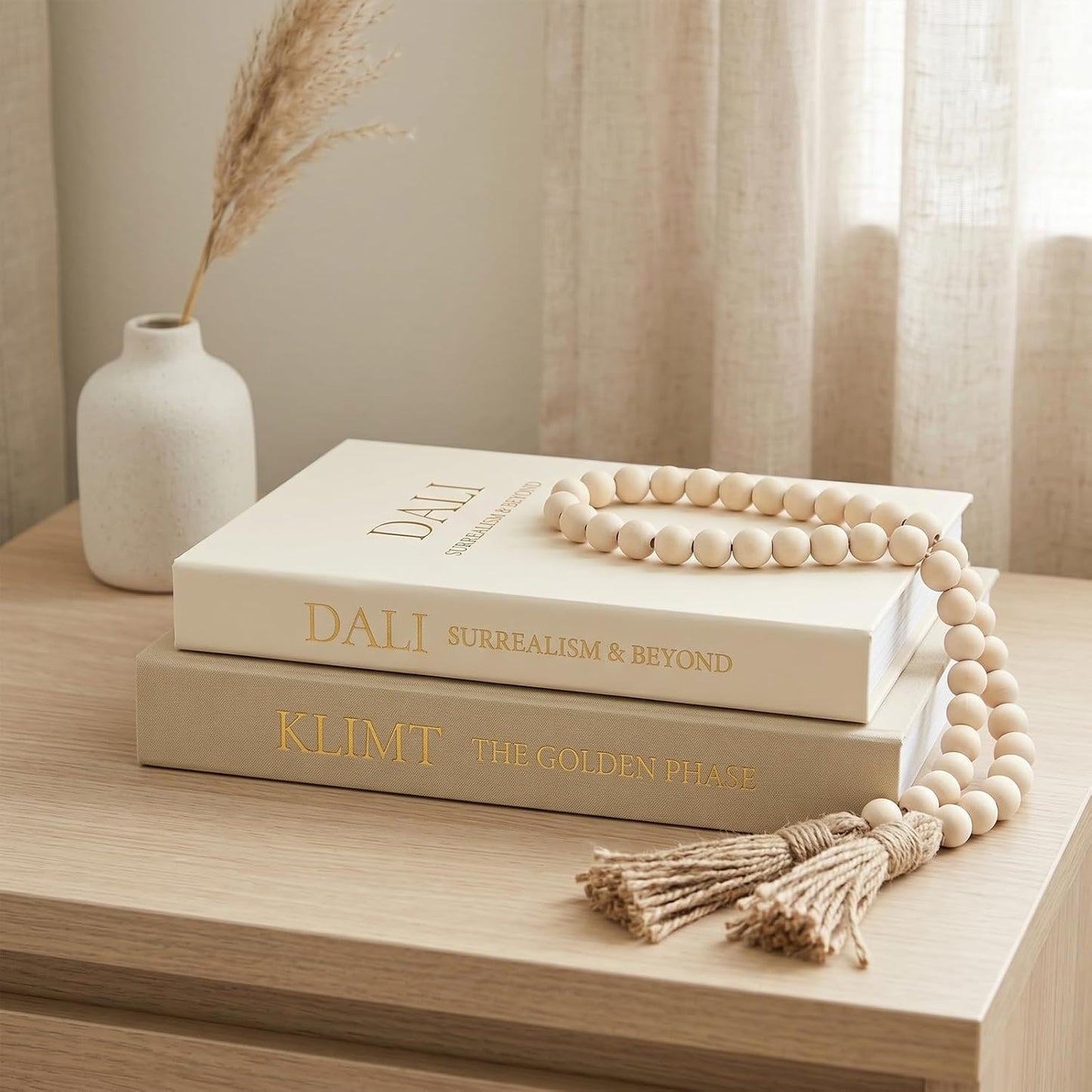 Wood Bead Garland / Khaki-white