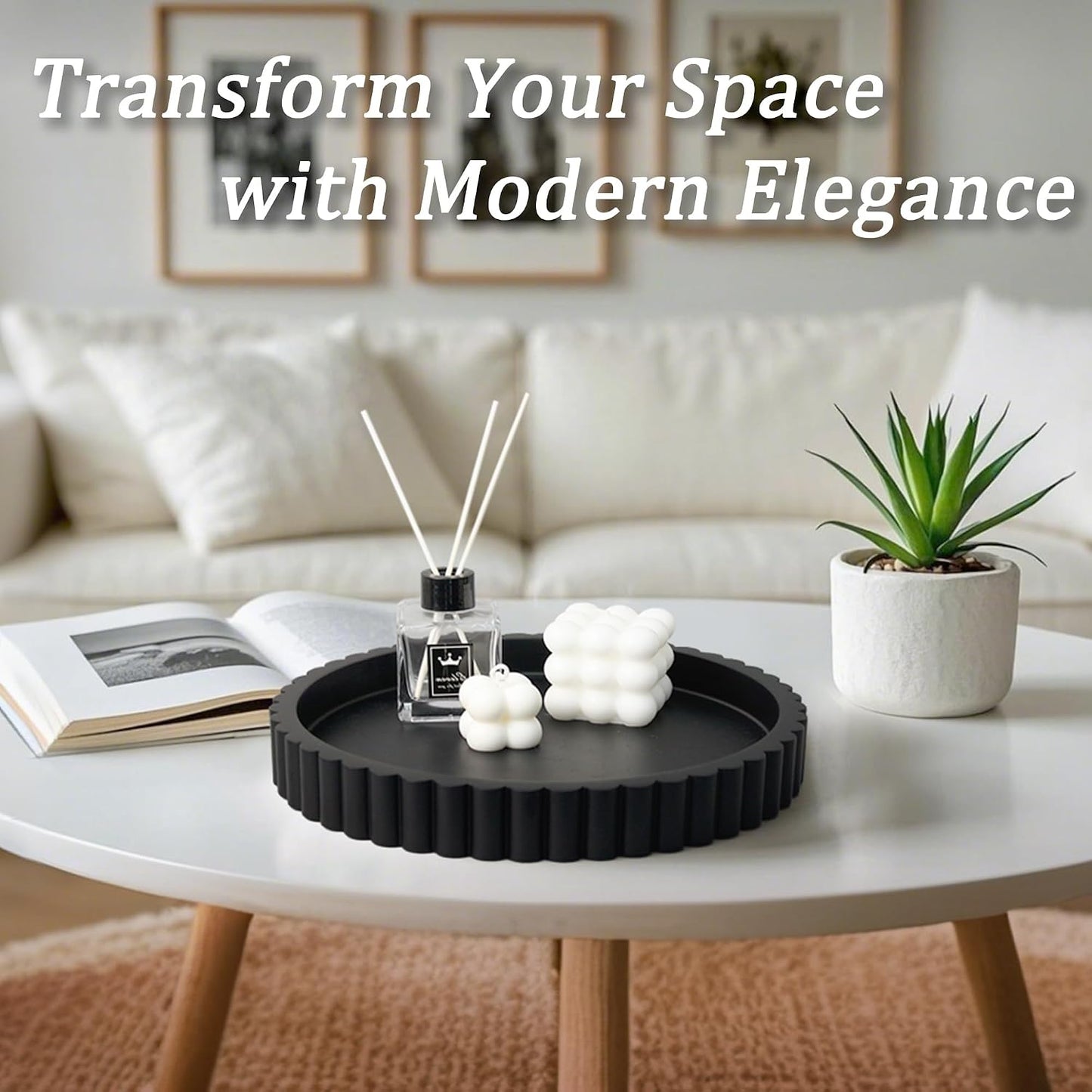 Modern Organizer / Decorative Coffee Table Tray / Black
