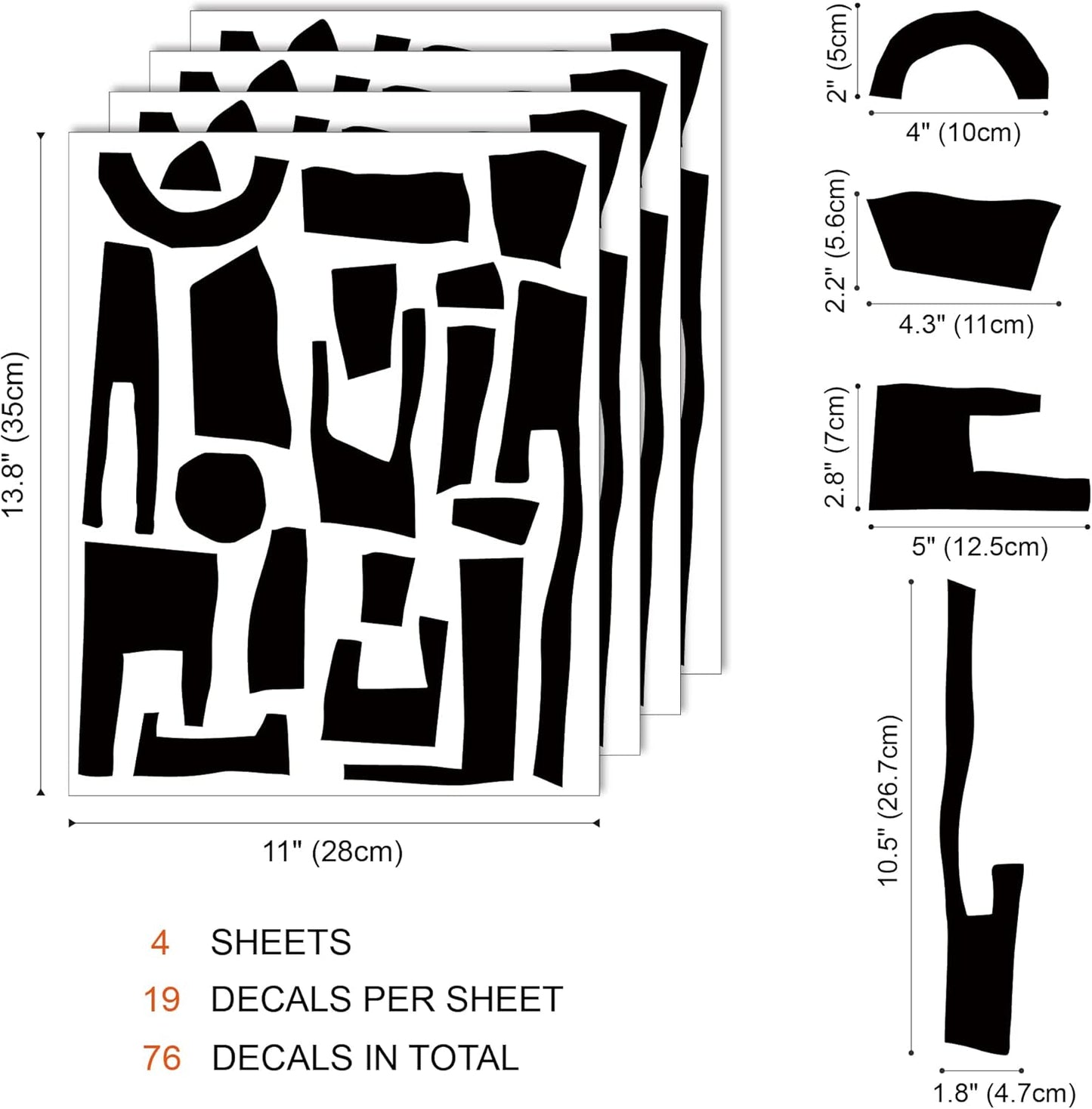 Modern Geometric Minimalist Stone Blocks Wall Stickers / Mysterious / Black