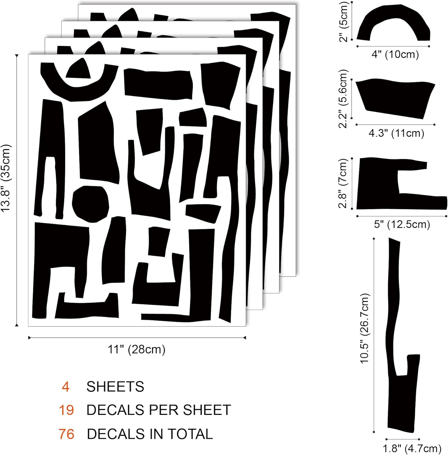 Modern Geometric Minimalist Stone Blocks Wall Stickers / Mysterious / Black
