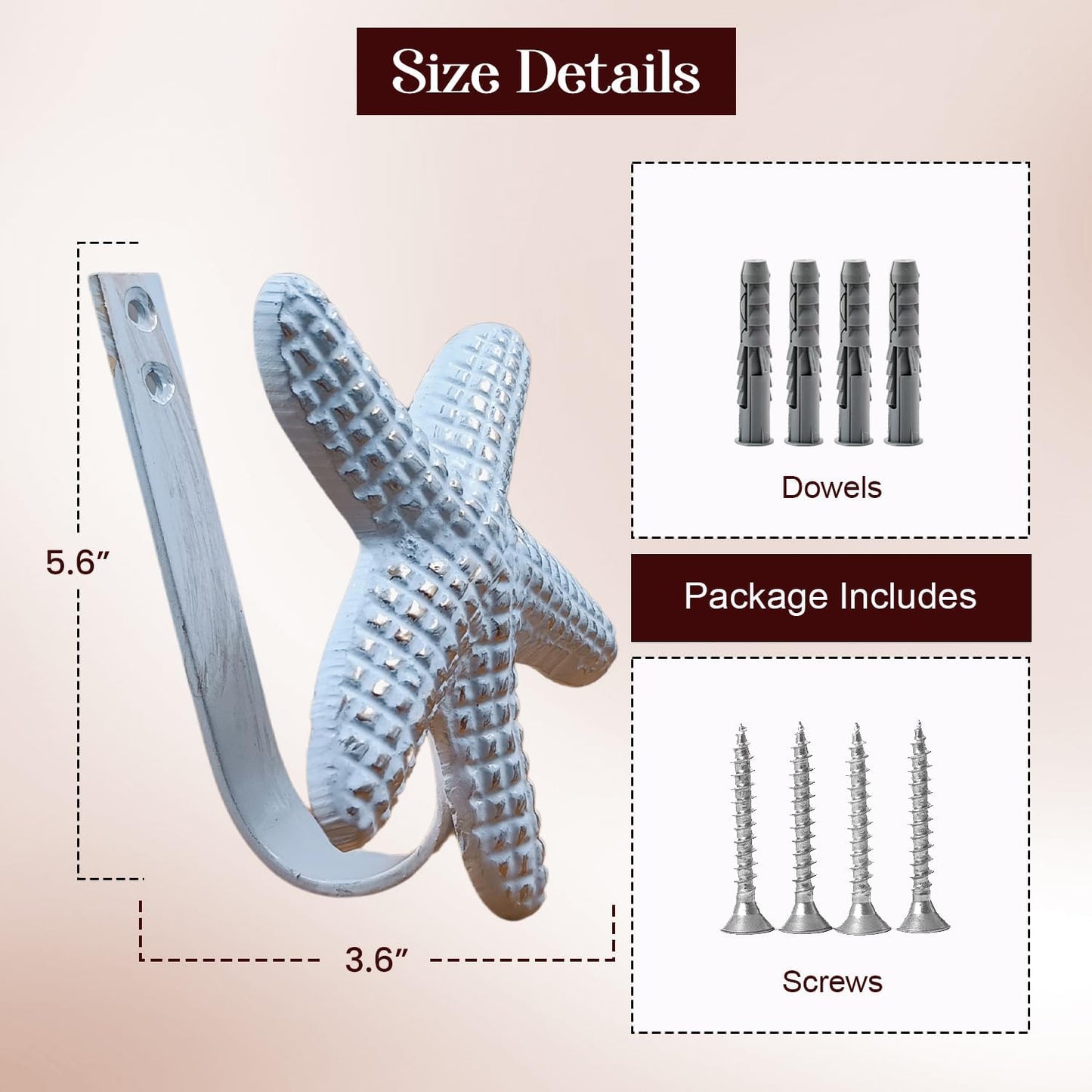 THDC Sturdy Wall Mounted Curtain Holdbacks (Pack of 4) - Curtain Holders for Living Room, Bedroom, Kitchen, Office