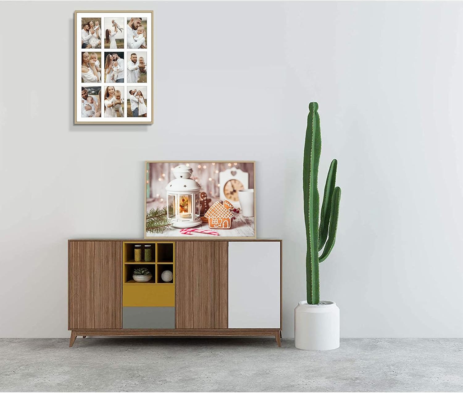 Golden State Art 13.6x19.7 Collage Frame for 9 4x6 Photos Gold 2 Pack | Aluminum Picture Frame with Real Glass Front