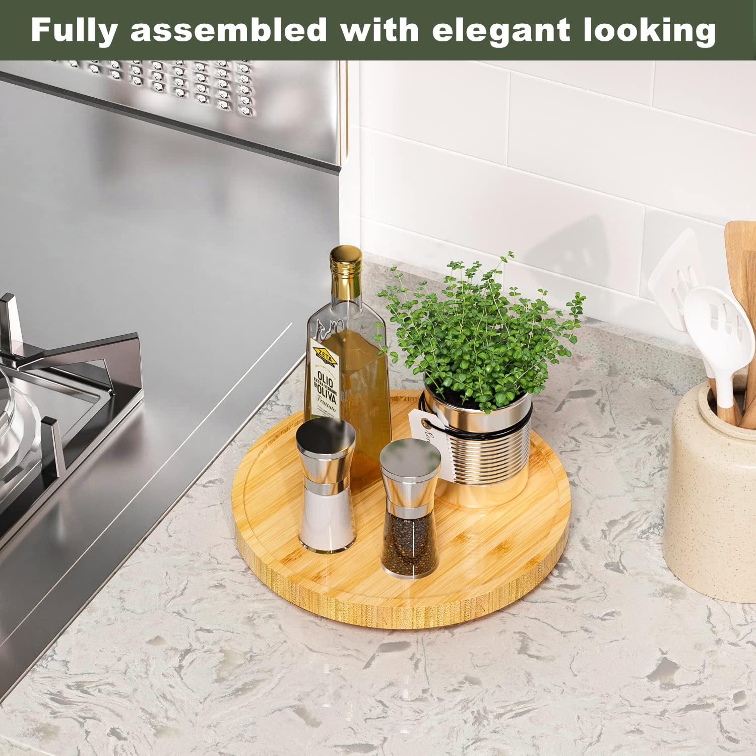 Lazy Susan Organizer / Beige / 10 x 10 x 1.5