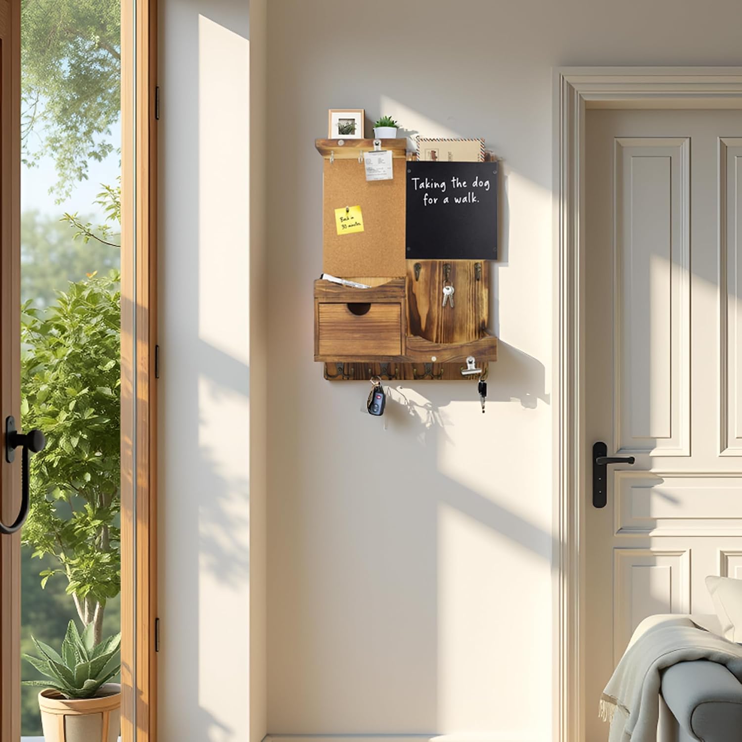 Key Holder Wall Mount / Natural Wood / Vertical