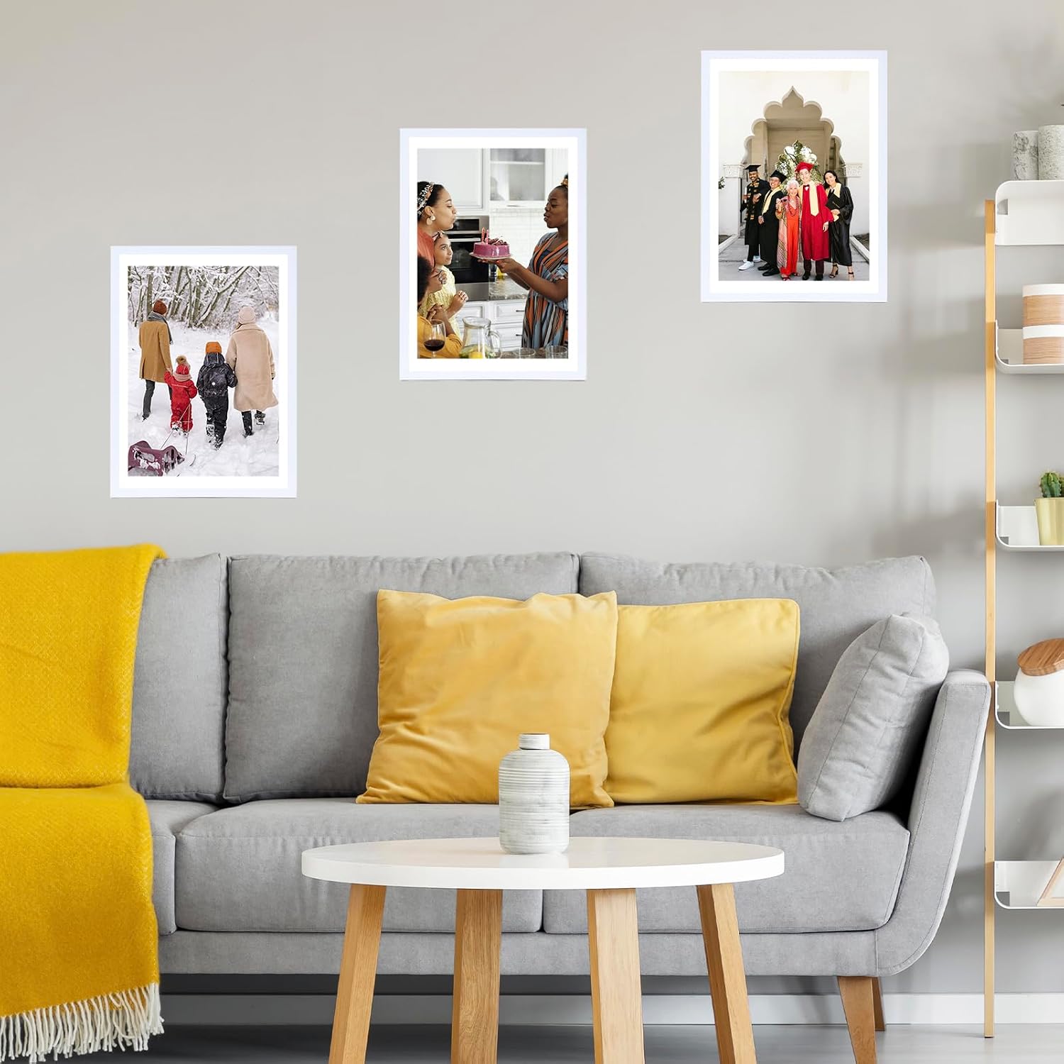 JCJMY 12x16 Picture Frame Set of 4 White with 11x14 Mat, Display Photo 11x14 with Mat or 12 x 16 Without Mat, Wall