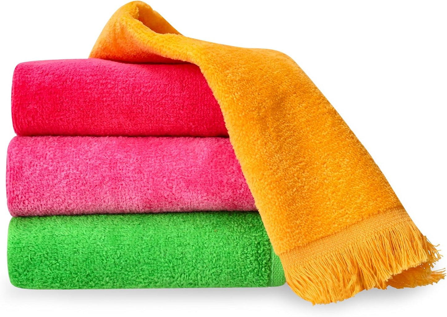 12 Pack - Hemmed Fringed Reversible Fingertip Terry Towel (Size 11" W x 18" L), Cotton (Gold) Promotional Priced