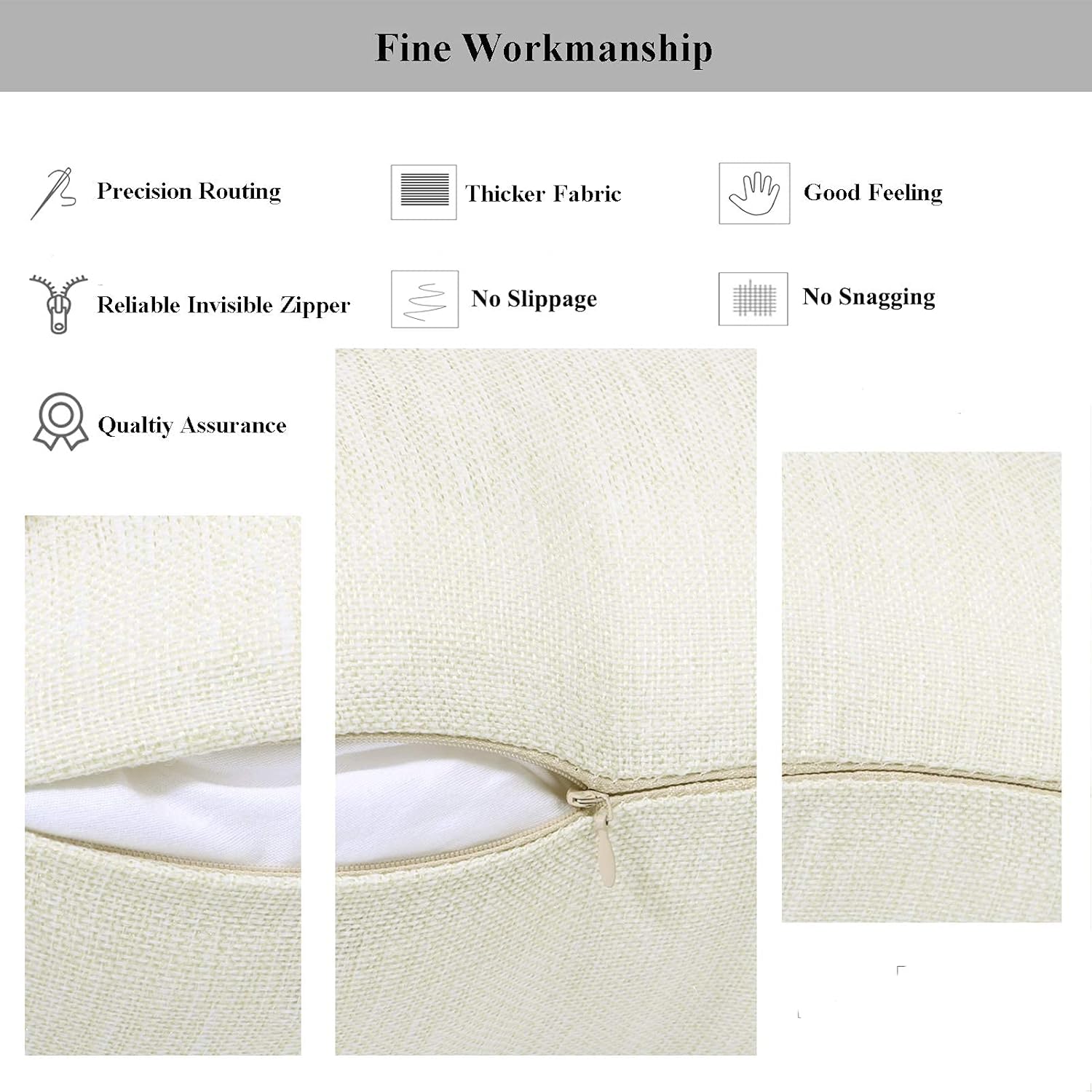 Linen Throw Pillow Covers Decorative Blank Couch Pillow Covers / Beige / 18 x 18 / Set of 4