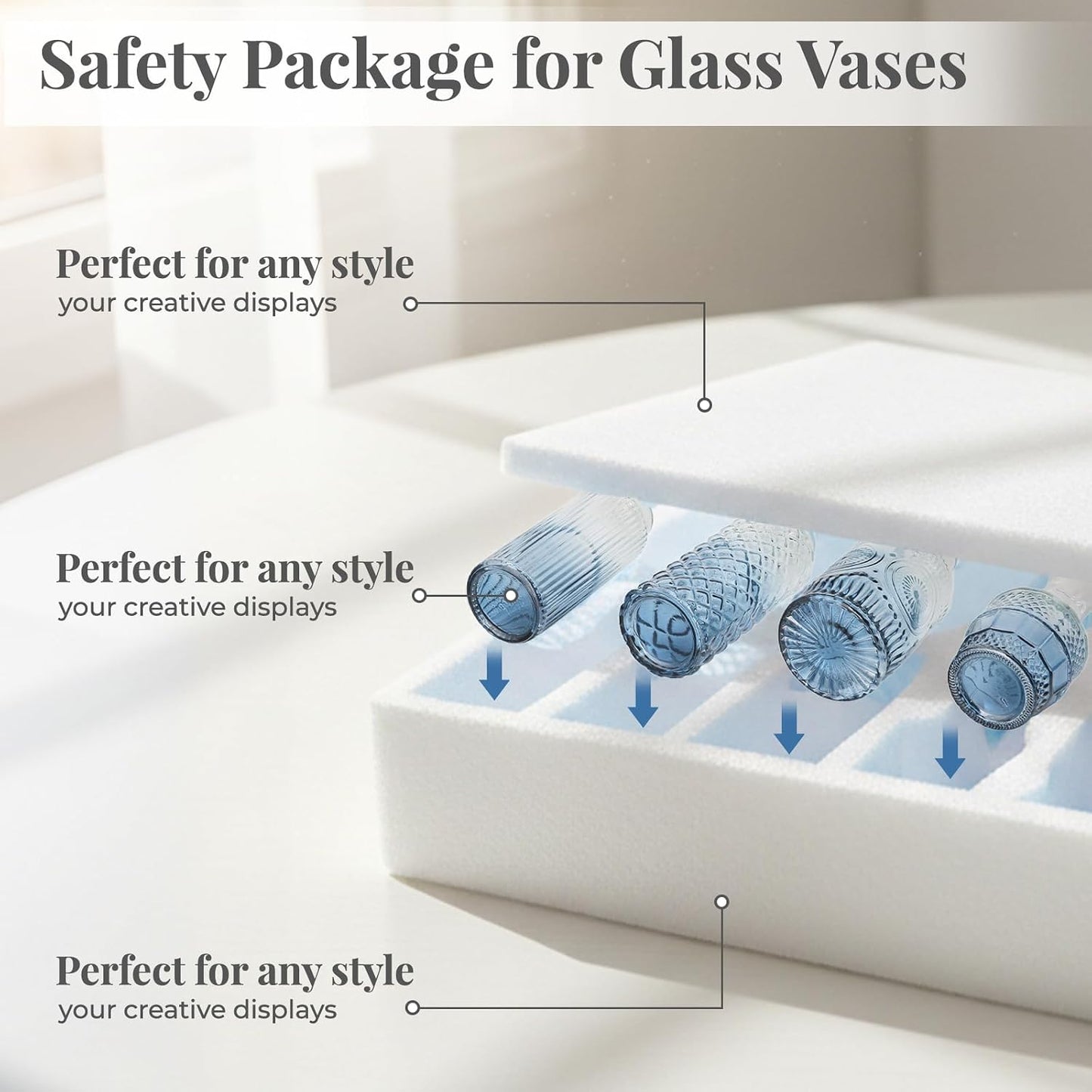Glass Vase / Flower Vases / Blue / Set of 24