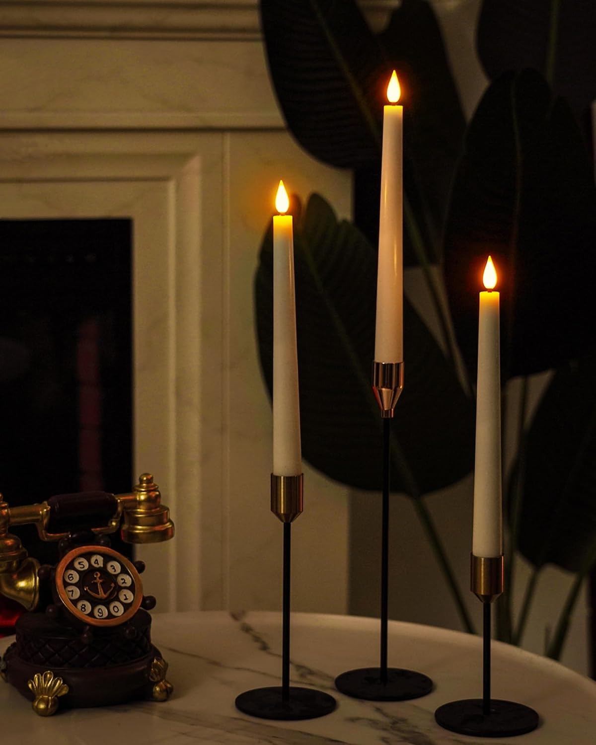 Homemory 6 Pcs Waxy Flameless Taper Candles with Remote, Led Candlesticks Classic Tall Candle, Flickering Battery