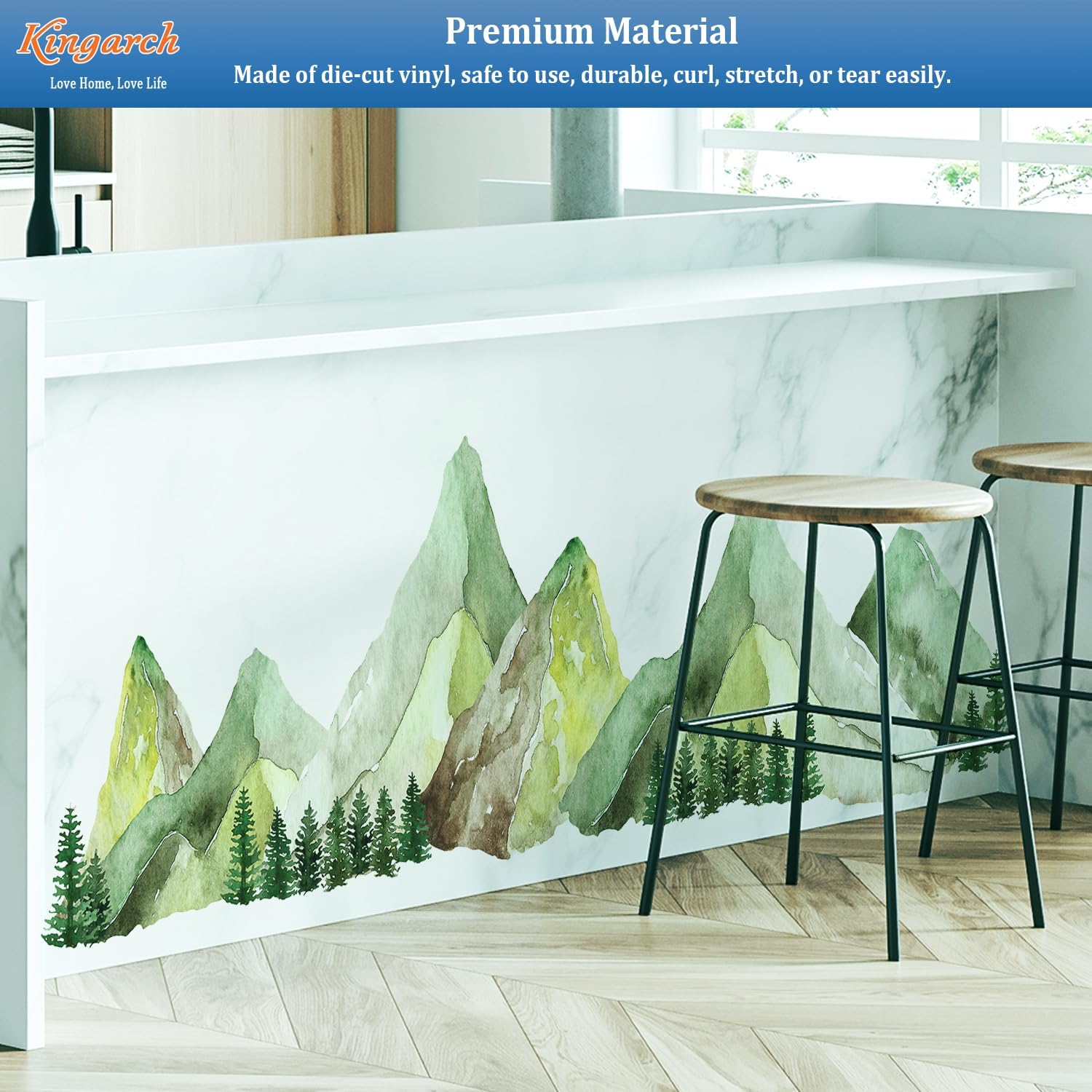 Large Mountain Wall Decals / Green