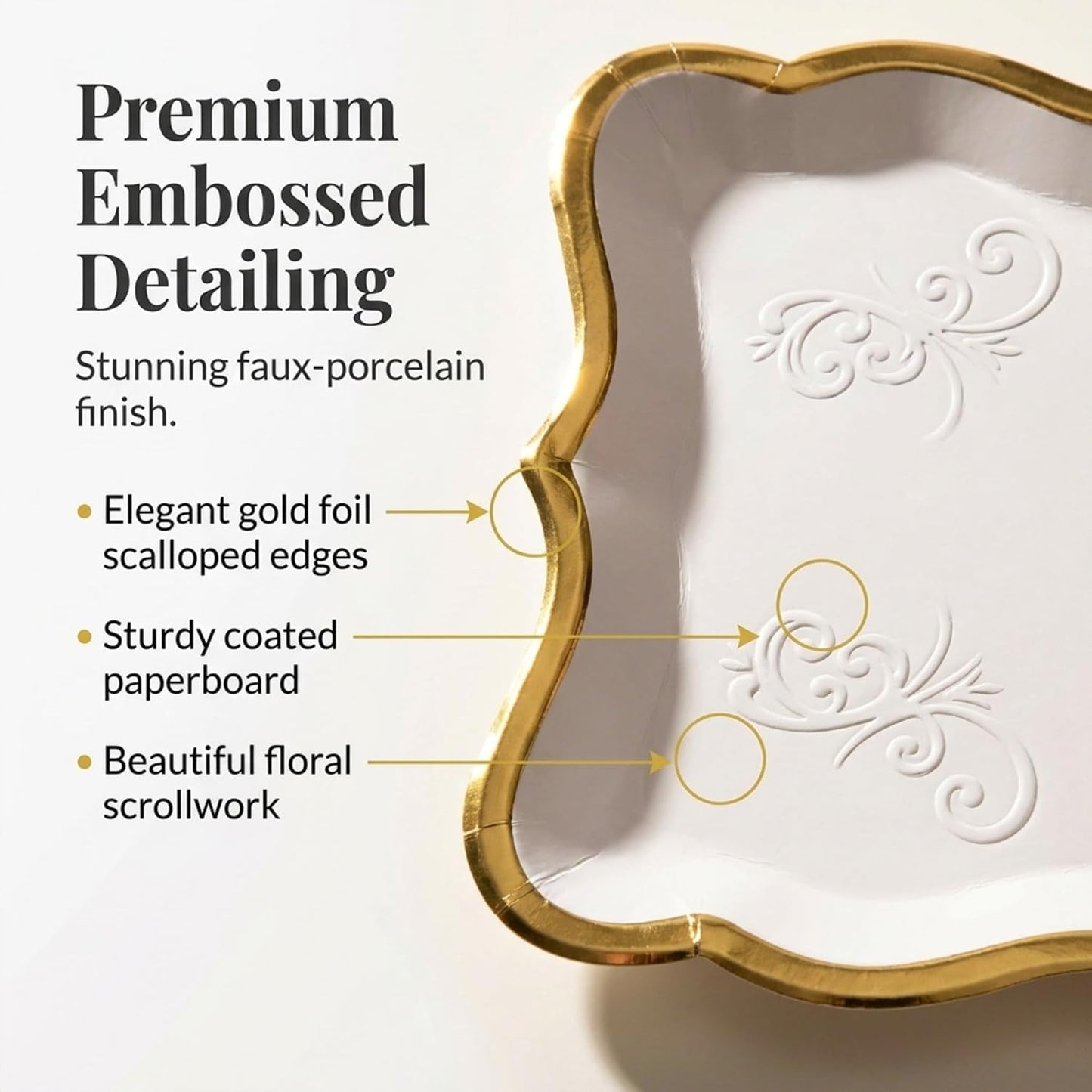 Decorative Trays Gold Rim Display Platters Cardboard Wedding / Gold, White / 9 x 13 / Set of 10
