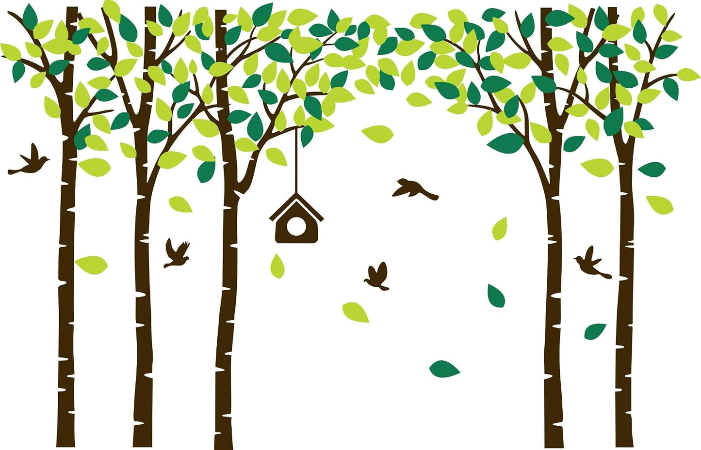 Giant Jungle Tree Wall Decals Birch Tree Wall Decals Forest Wall Stickers for Kids / Brown and Green