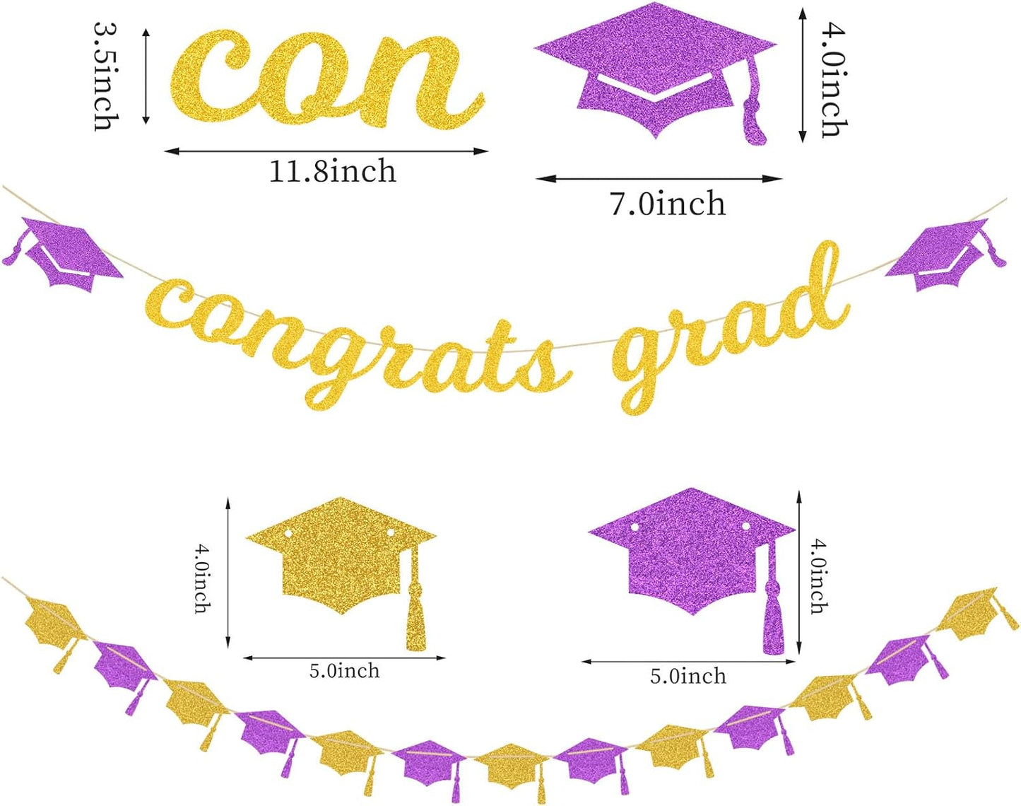 Kits 2026 Congrate Grad Garland / Congrate Grad Purple Gold / Set of 18