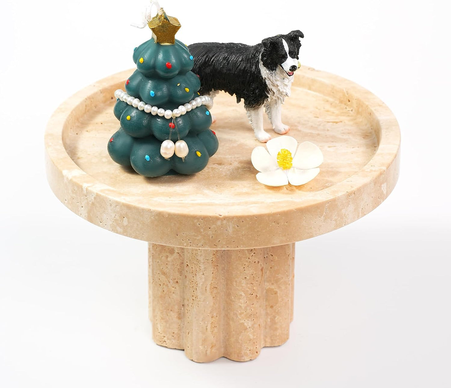 Travertine Marble Perfume Tray / 1leg-travertine