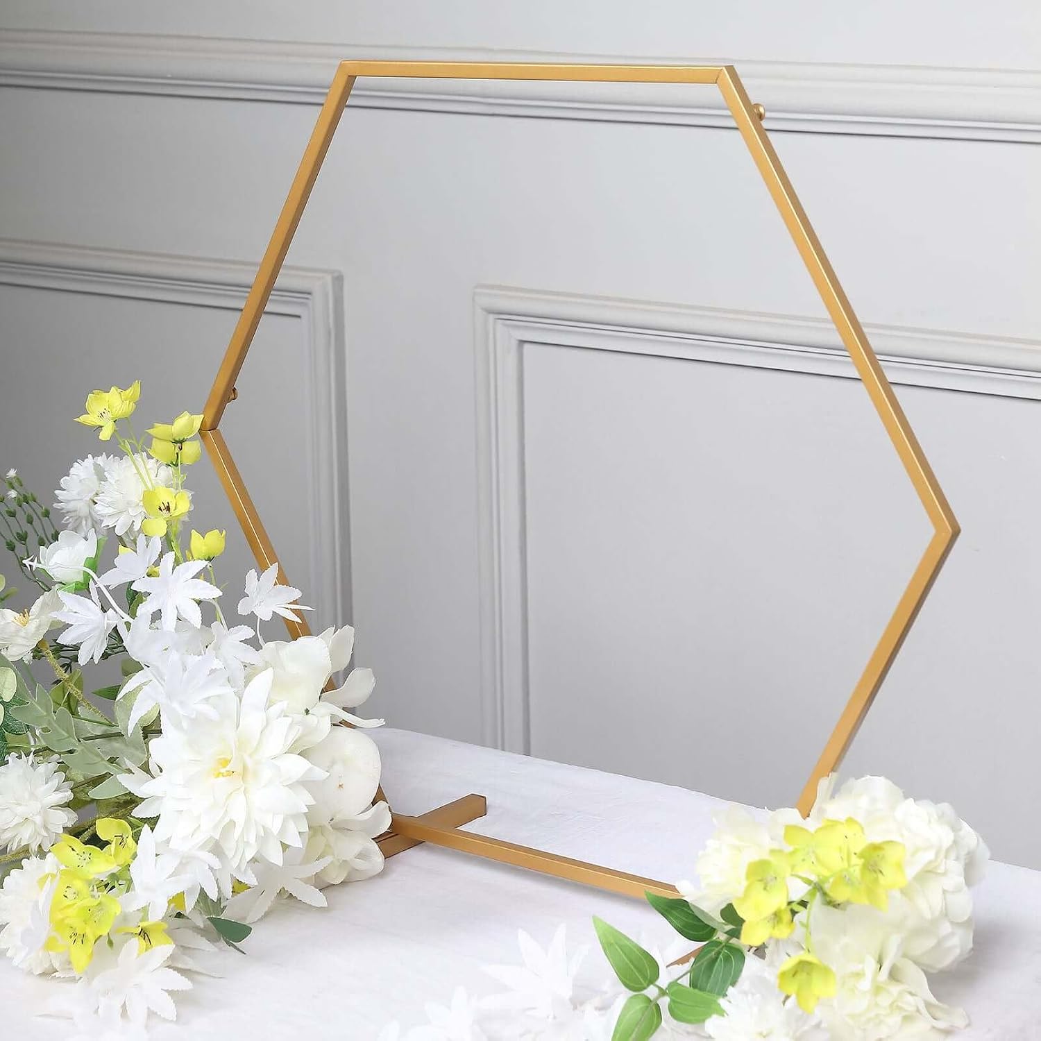 Efavormart 21" Gold Metal Hexagon Table Wedding Arch Centerpiece Stand / Gold Hexagon / Set of 20