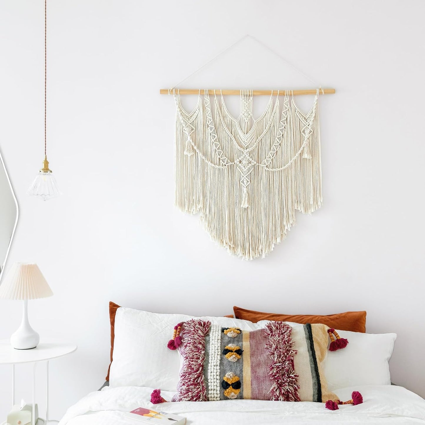 Macrame Wall Hanging Boho Home Decor Chic Woven Decoration / 35"L x 36"W