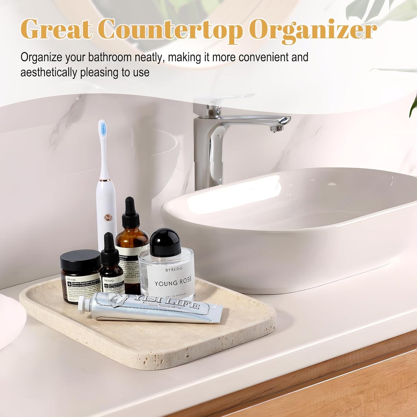 Romano Travertine Tray / Travertino Romano / Natural / 12 x 8