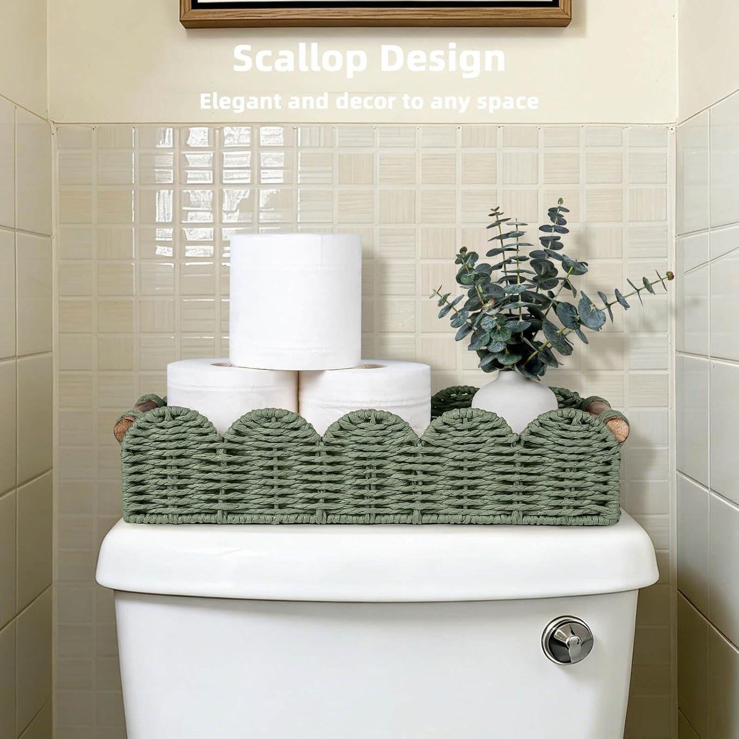 Back of Toilet Paper Storage Baskets Tray / Green