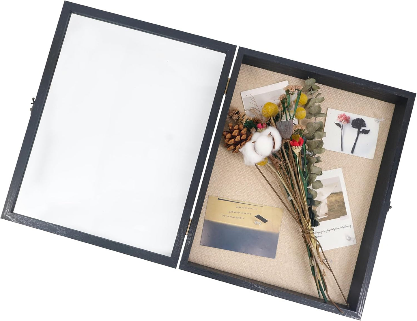 Large Graduation Shadow Box Frame for Cap Gown, Black 13x16 Display Case | Hinged Front Open Door Keepsake Box with