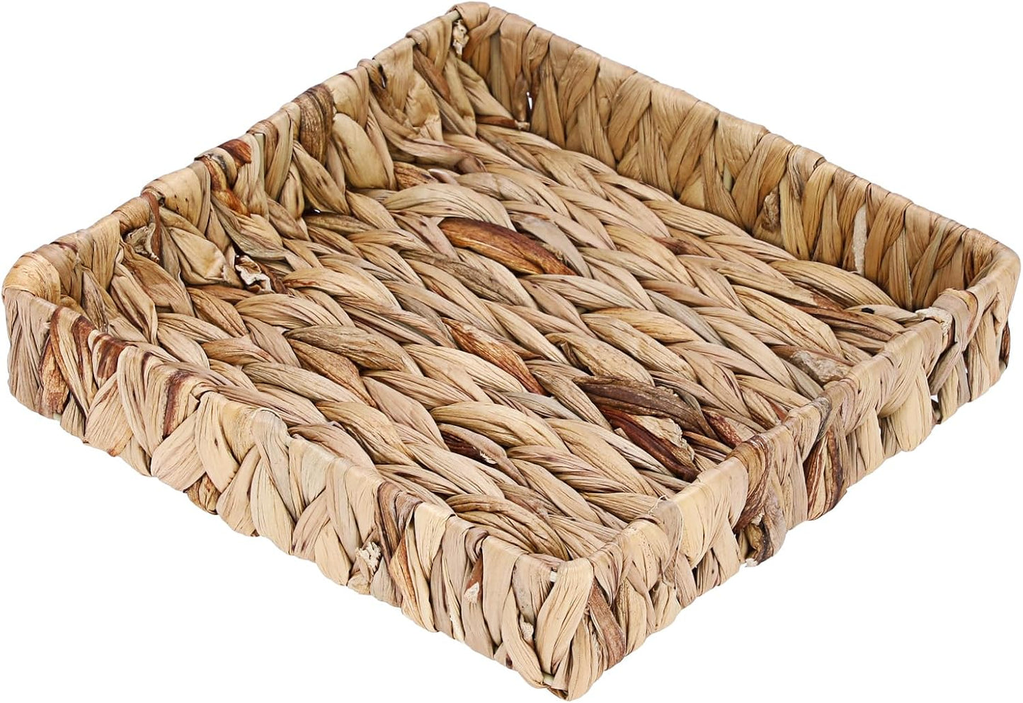 Natural Water Hyacinth Tray Handwoven Wicker Basket Tray / Natural Color / 2 x 8.7 x 8.7