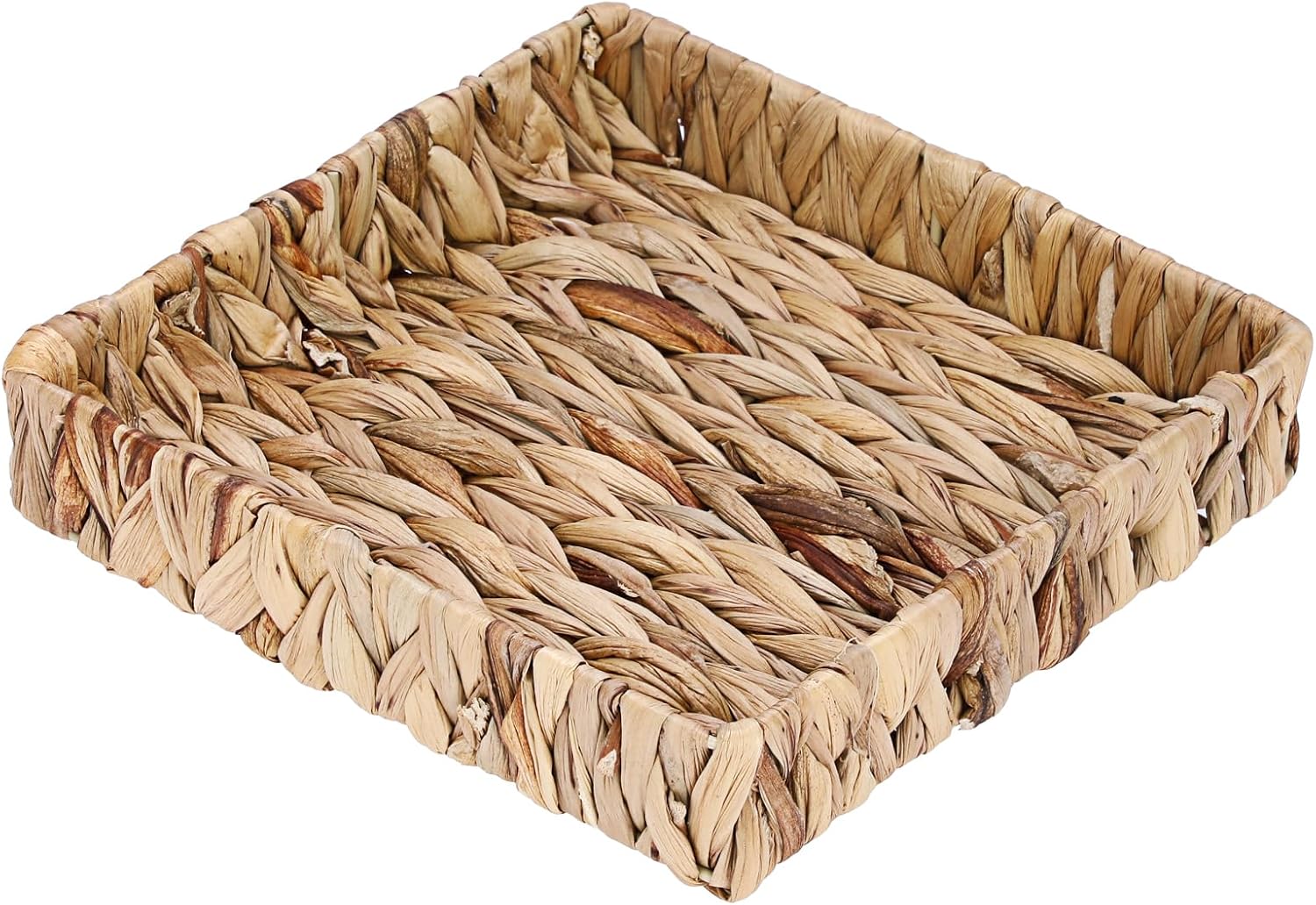 Natural Water Hyacinth Tray Handwoven Wicker Basket Tray / Natural Color / 2 x 8.7 x 8.7