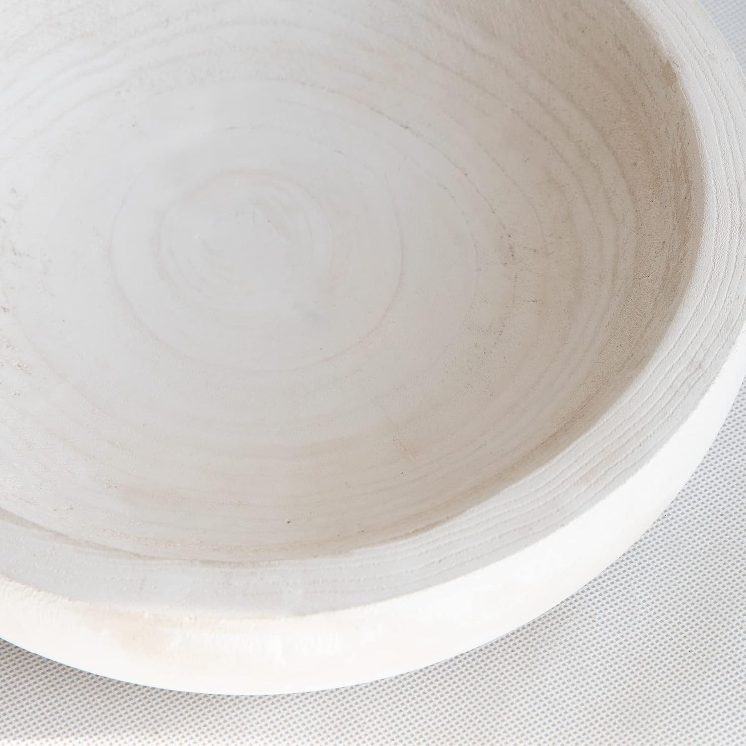 Paulownia Wood Hand Carved Tray / Washed White