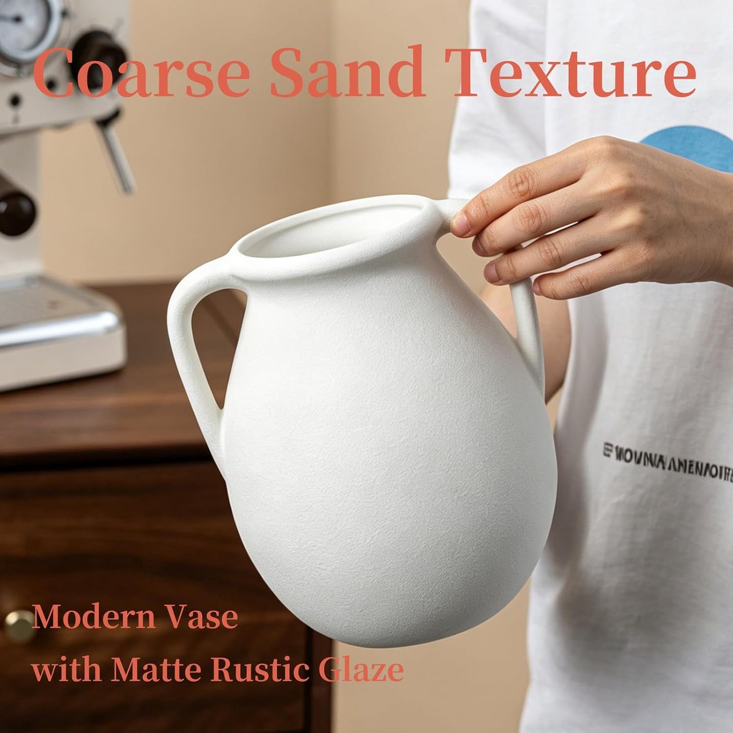 Rustic Ceramic Flower Vase / Double-handle Rustic Vase