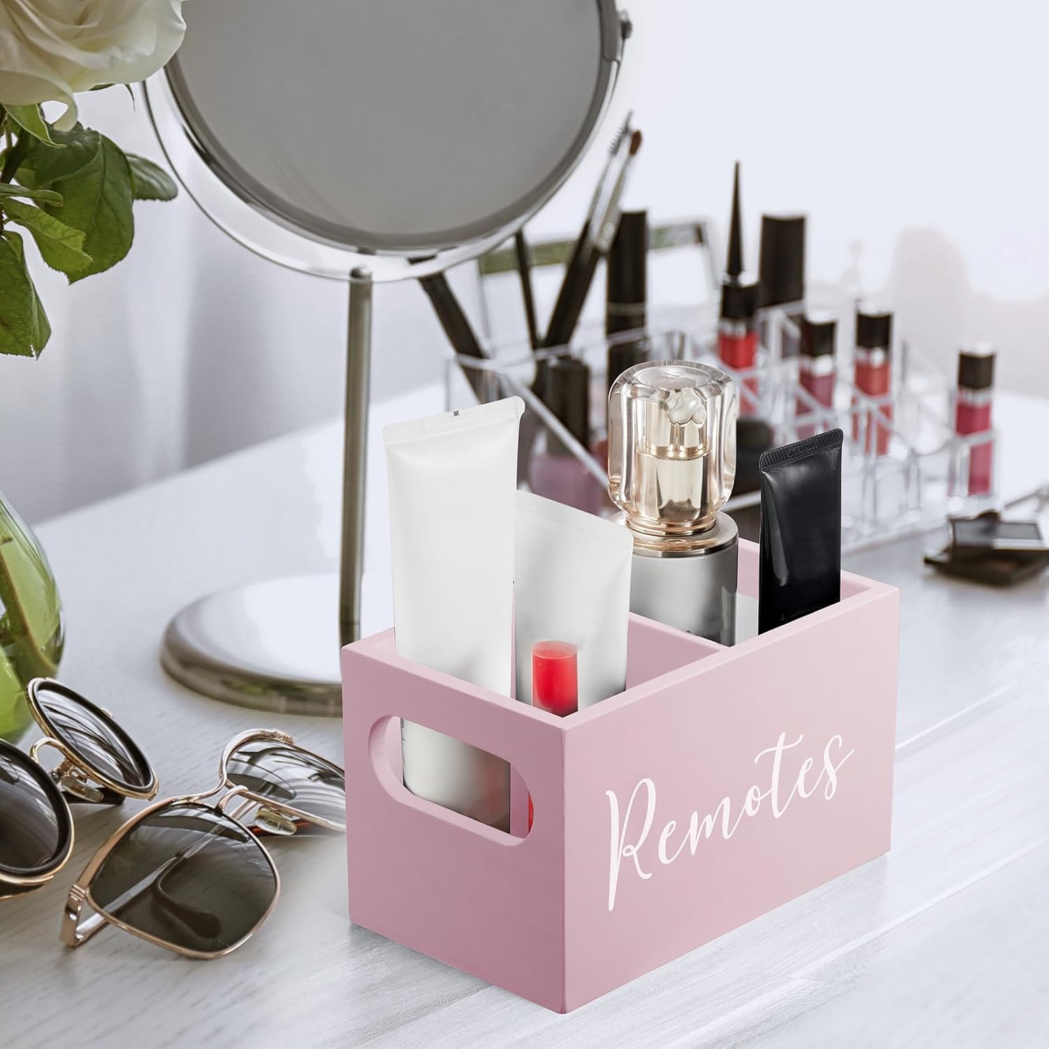 Wooden Storage Organizer / Pink / 2 Slots