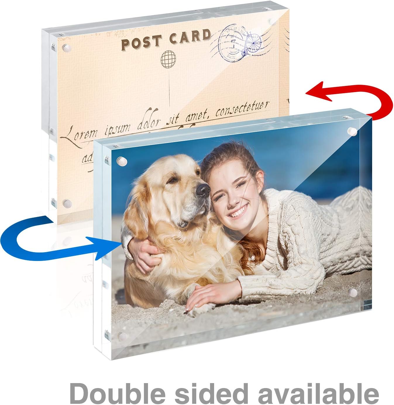 5x7 Acrylic Frame 5 Pack,24MM Thicker Frameless Clear Picture Frames | Freestanding Double Sided Magnetic Picture