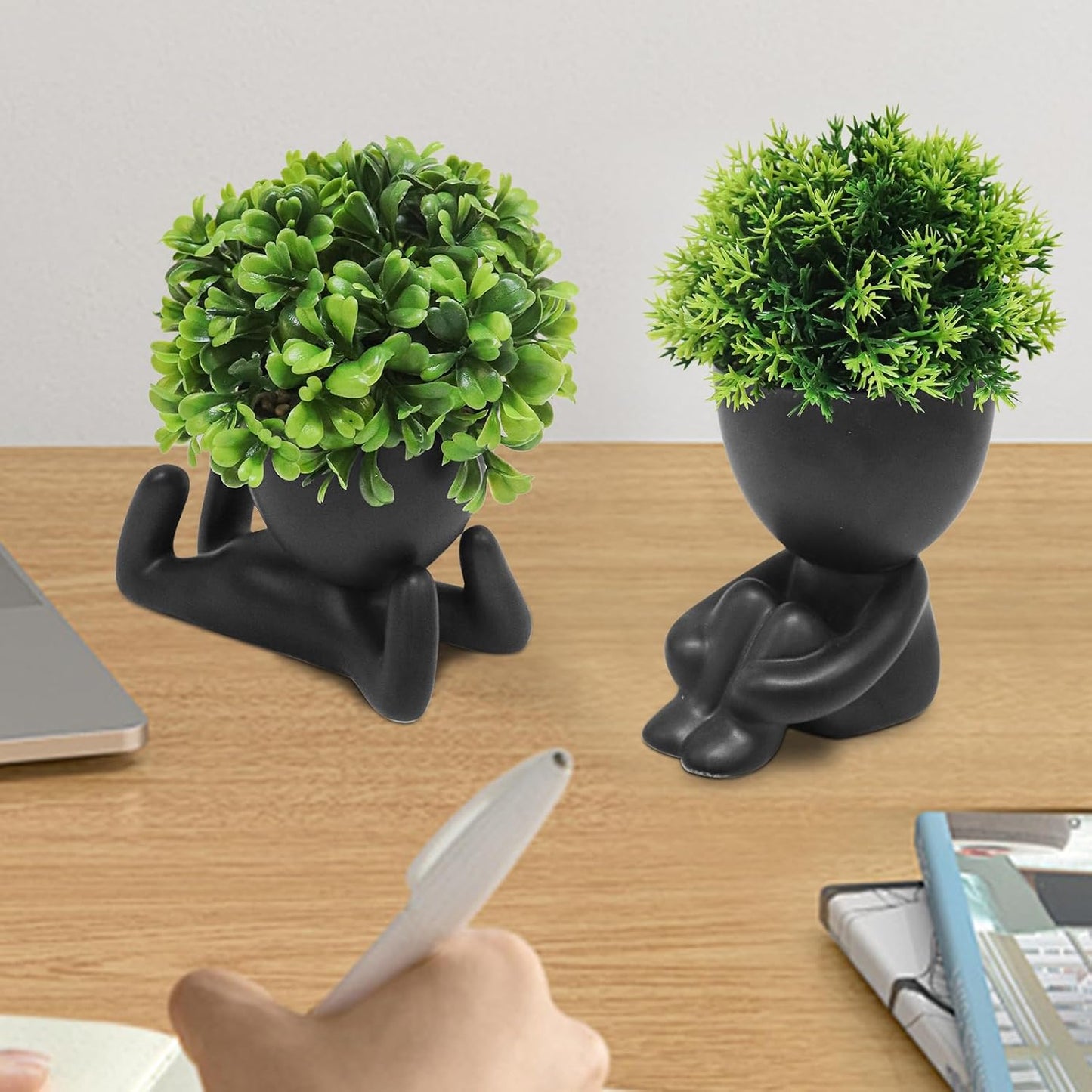 Artificial Mini Succulent Plants / Black / Set of 4