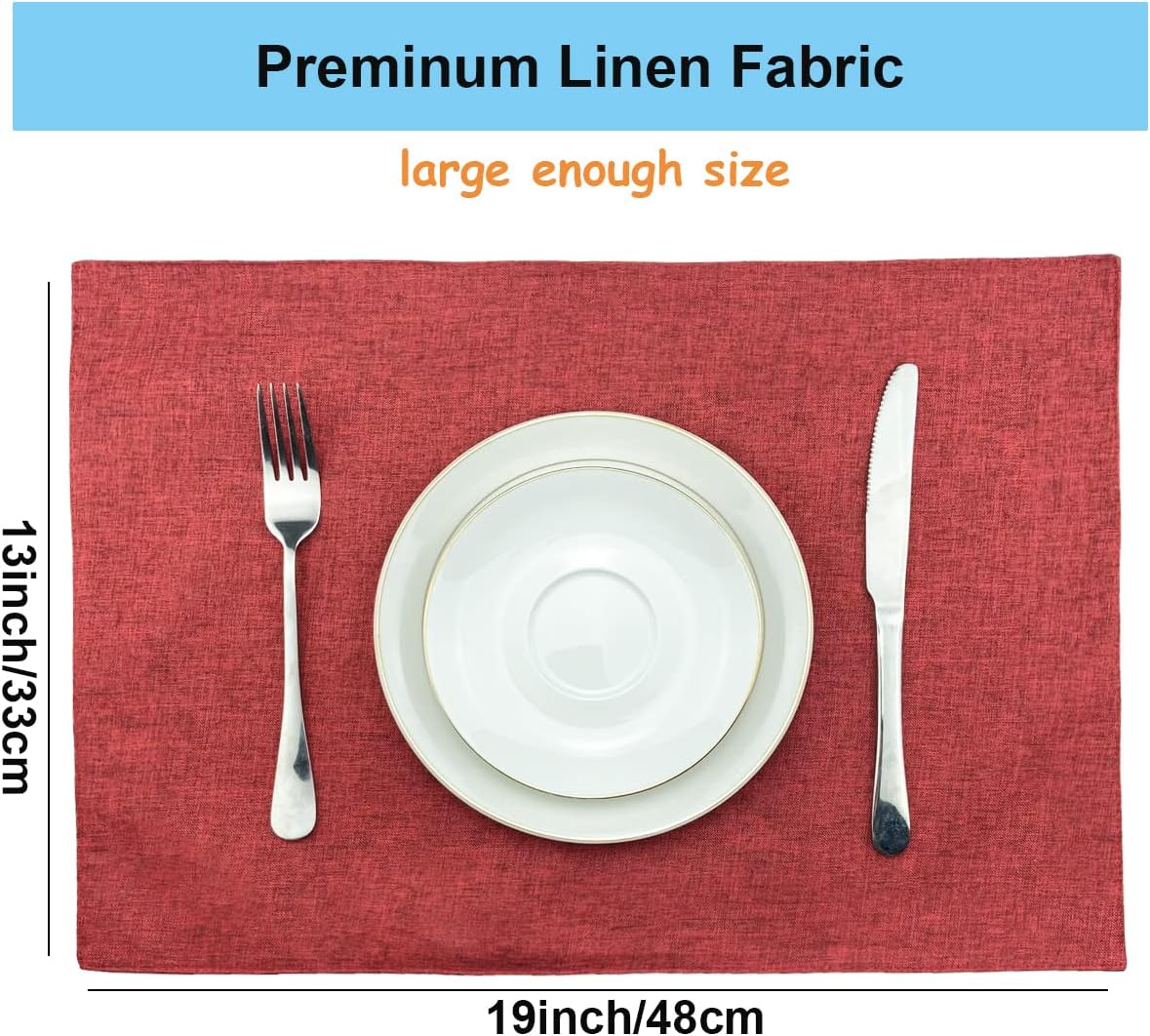 Weabetfu Cloth Placemats Set of 6 Heat Resistant Dining Table Place mats | Cotton Linen Machine Washable Kitchen Table