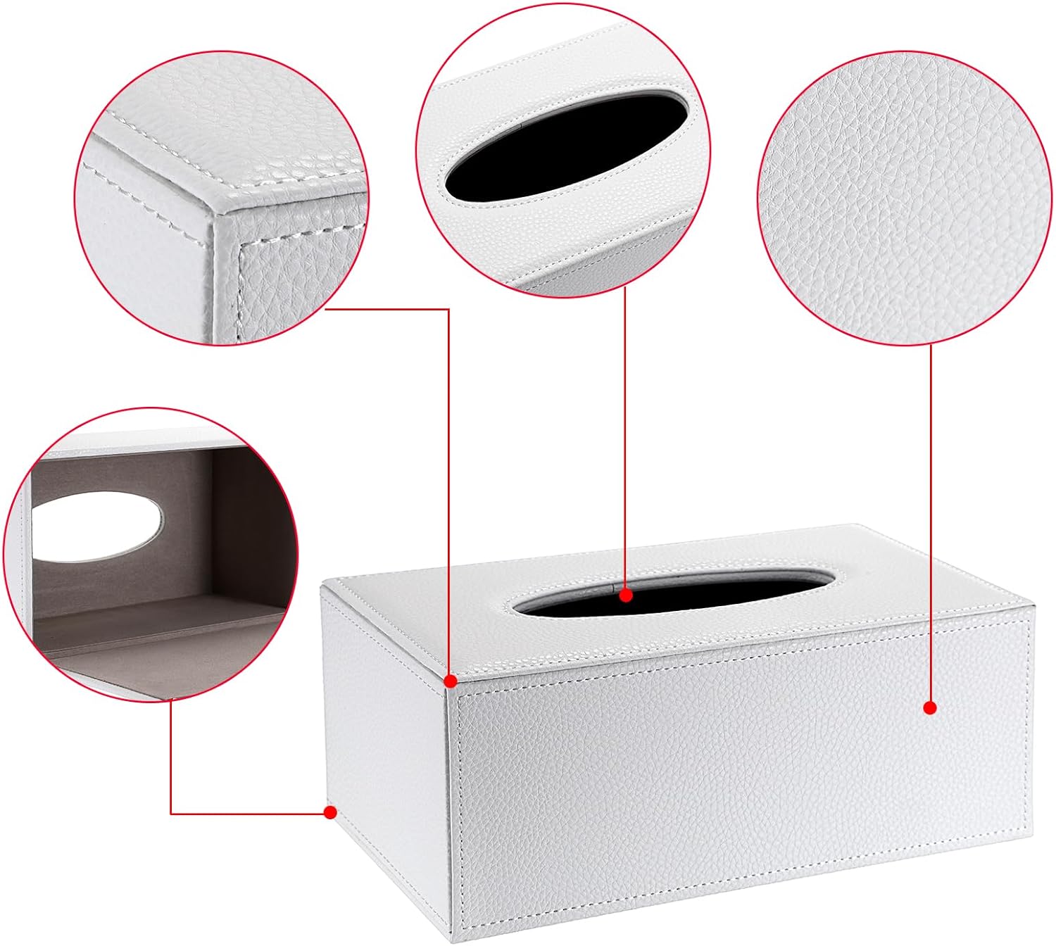 Tissue Box Cover Rectangle Tissue Box Stylish PU Tissue Box Holder / White / Small