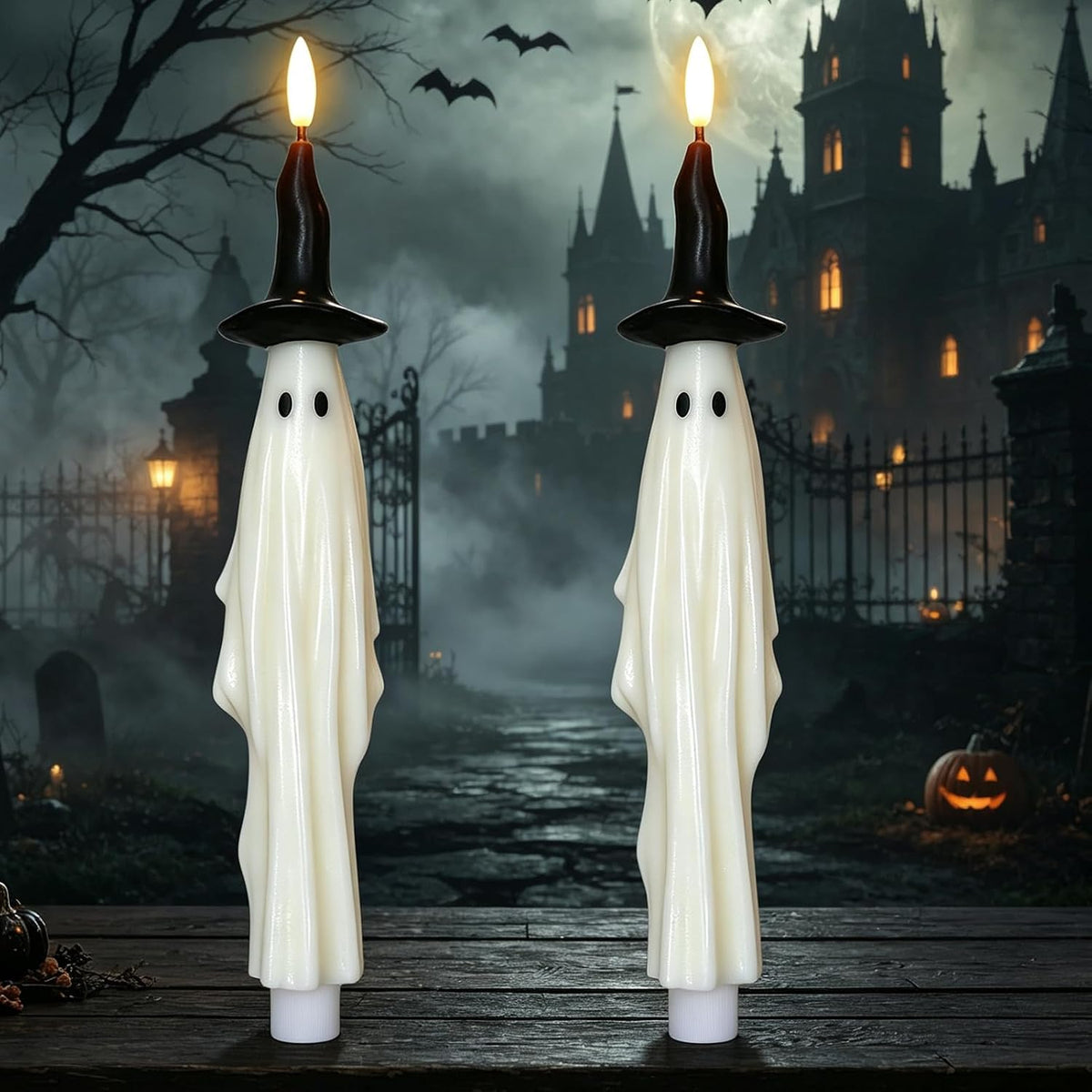 Halloween Witch Flameless Taper Candle Battery Operated with Timer