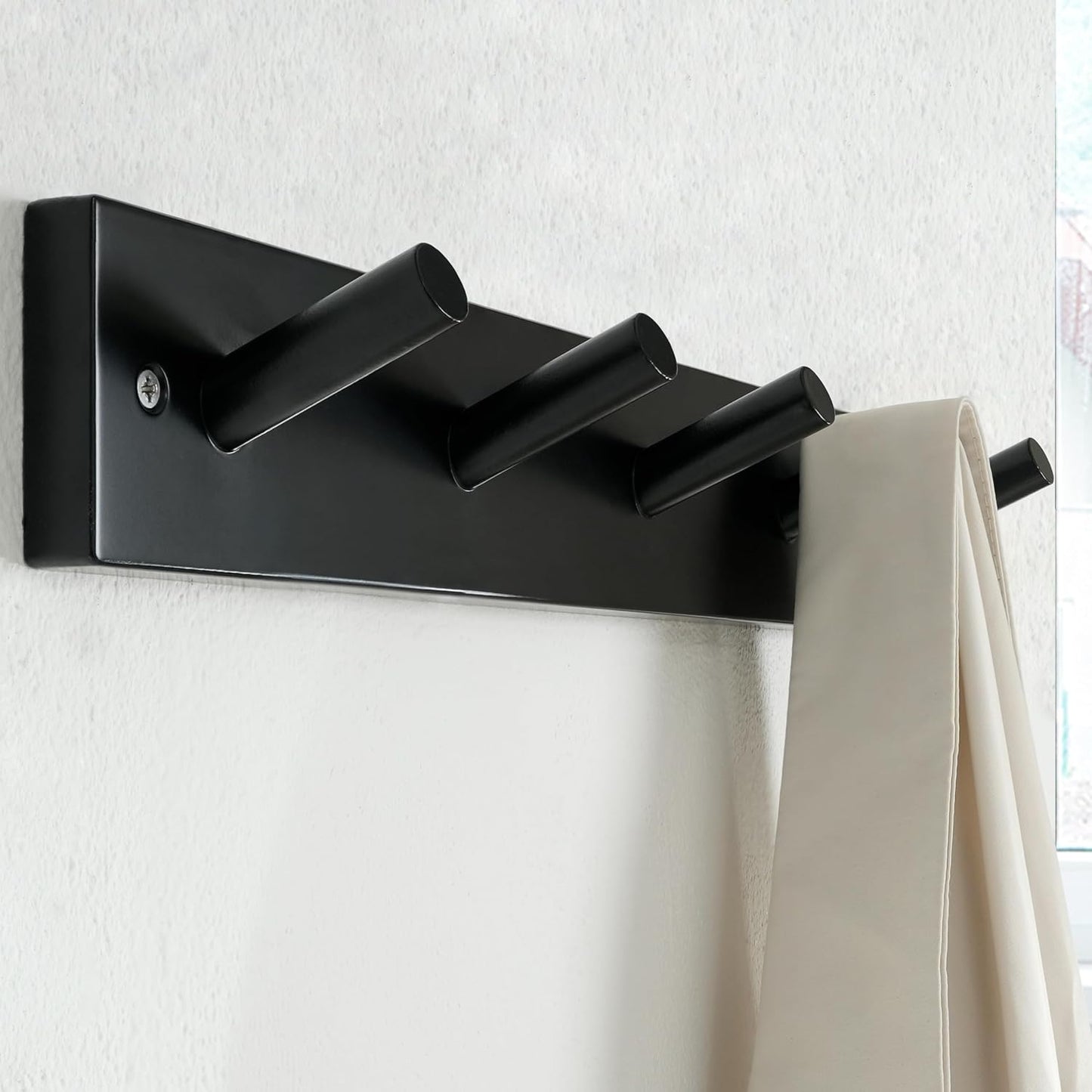 SKOLOO Coat Rack Wall Mount 17 inch, 5 Hooks, Bamboo, Shaker Style, Black | Wooden hooks for wall, painted finish