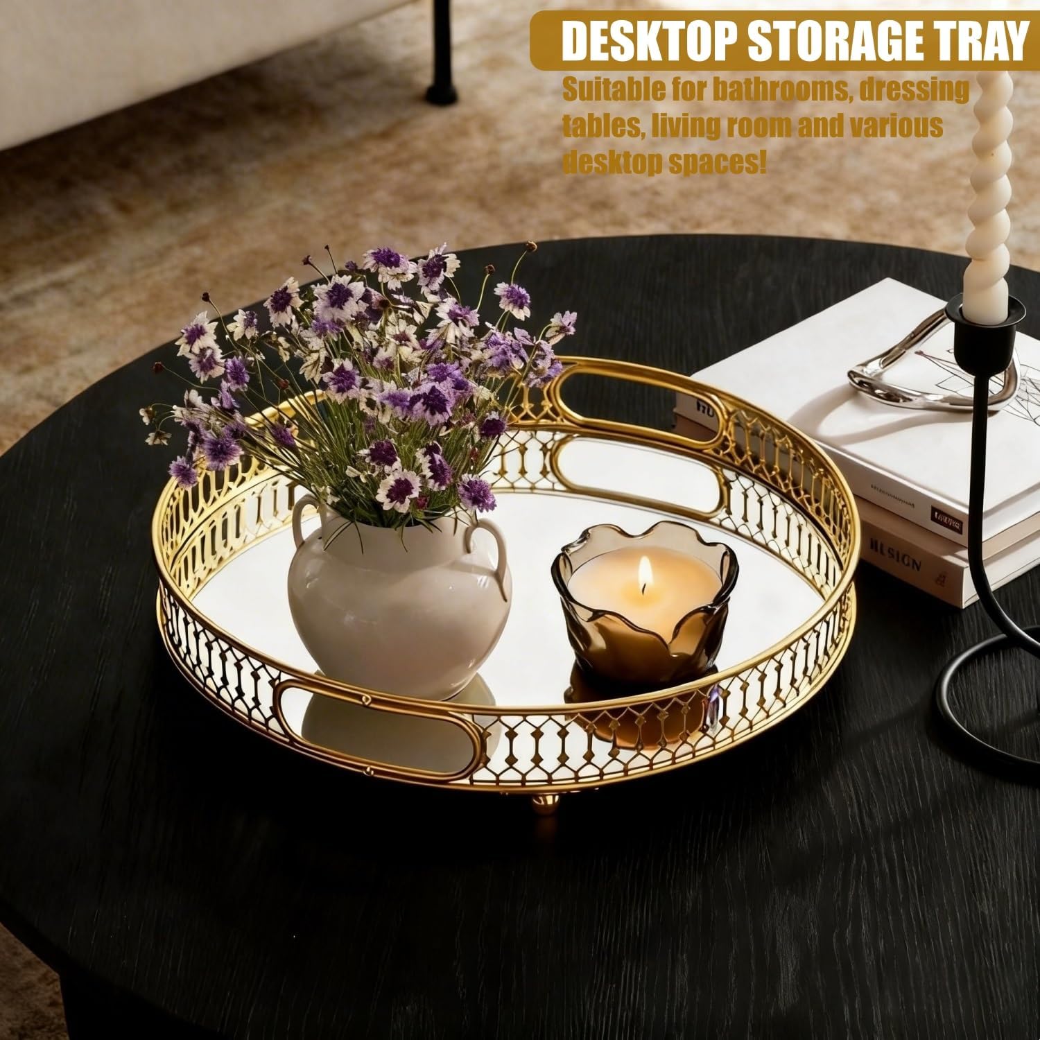 Decorative Glass and Tray for Cologne / Gold