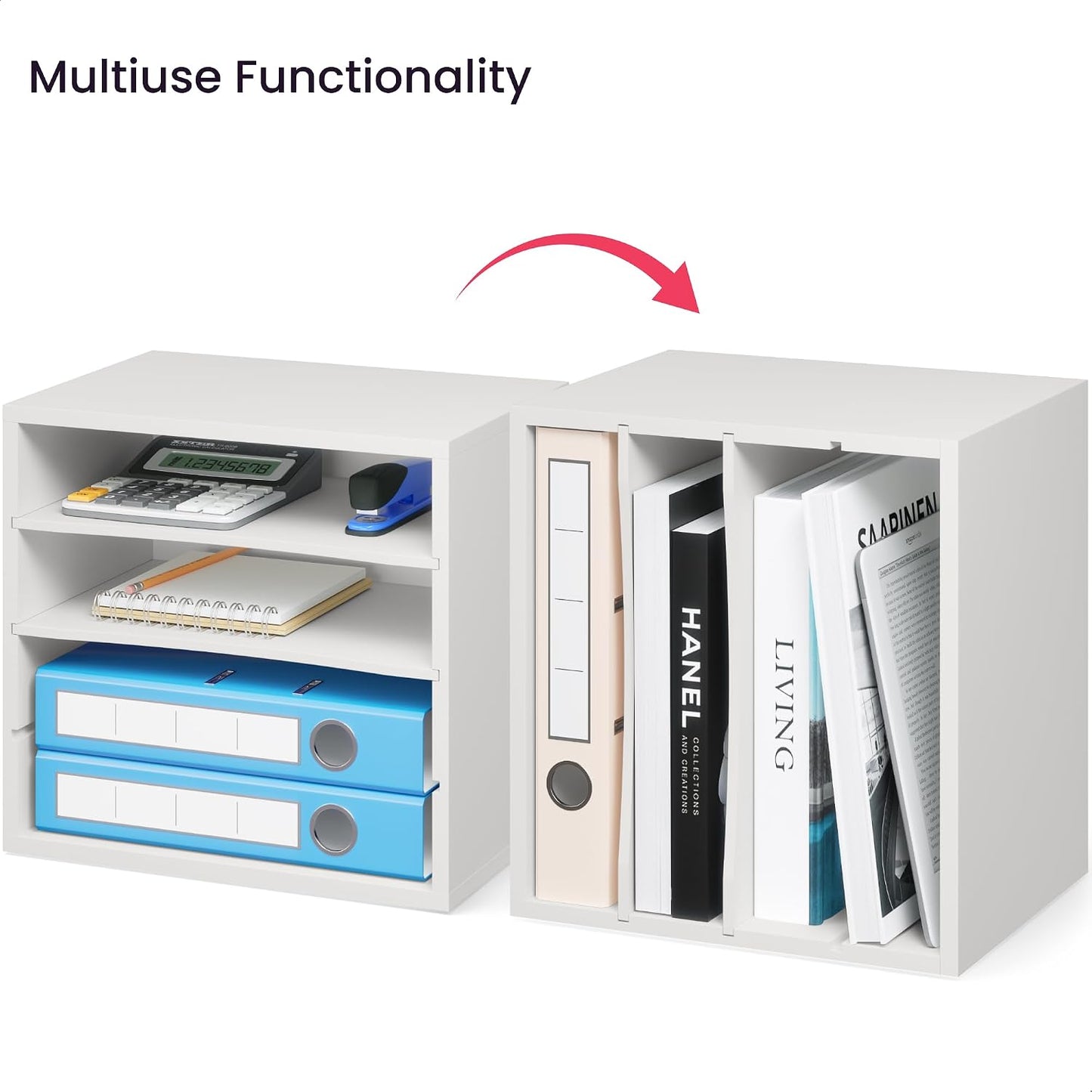 Ballucci 4-Tier Paper Organizer for Desk, Stackable Organizer Tray, Desk Storage Shelves, Stacking Letter Paper Tray